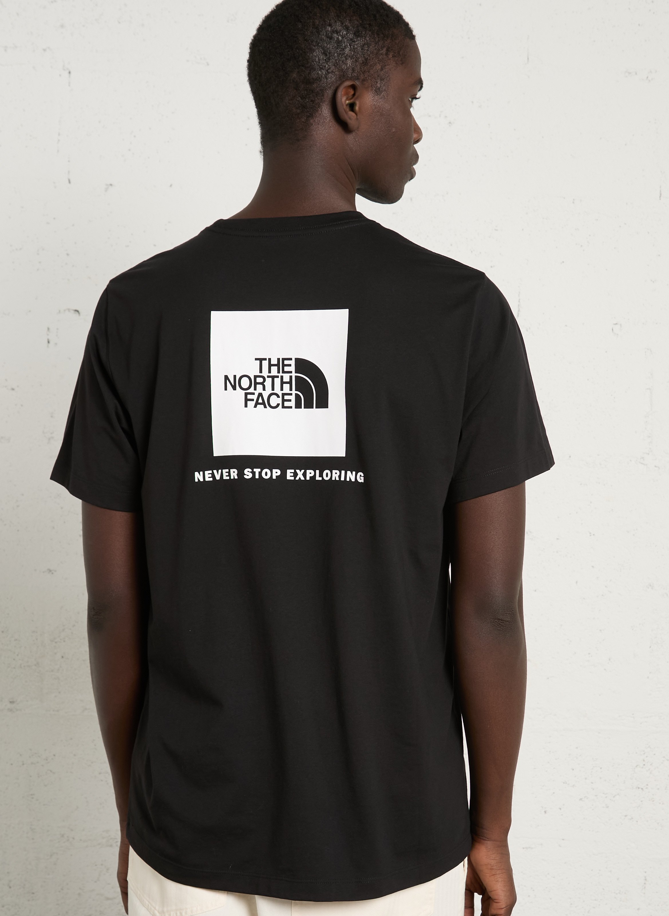 Straight round-neck cotton T-shirt with screen print THE NORTH FACE Black