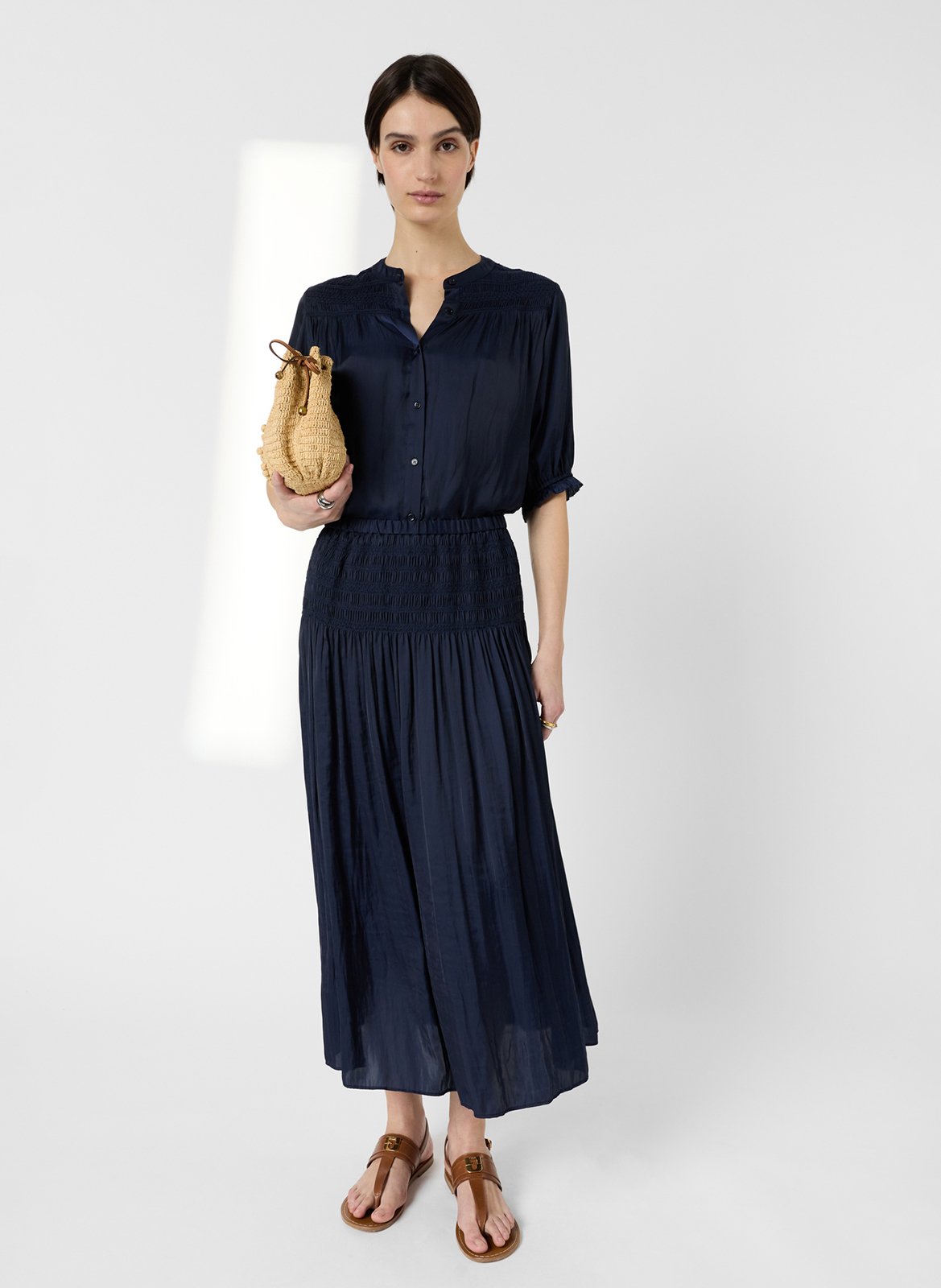 Jupe midi plissée GERARD DAREL Bleu