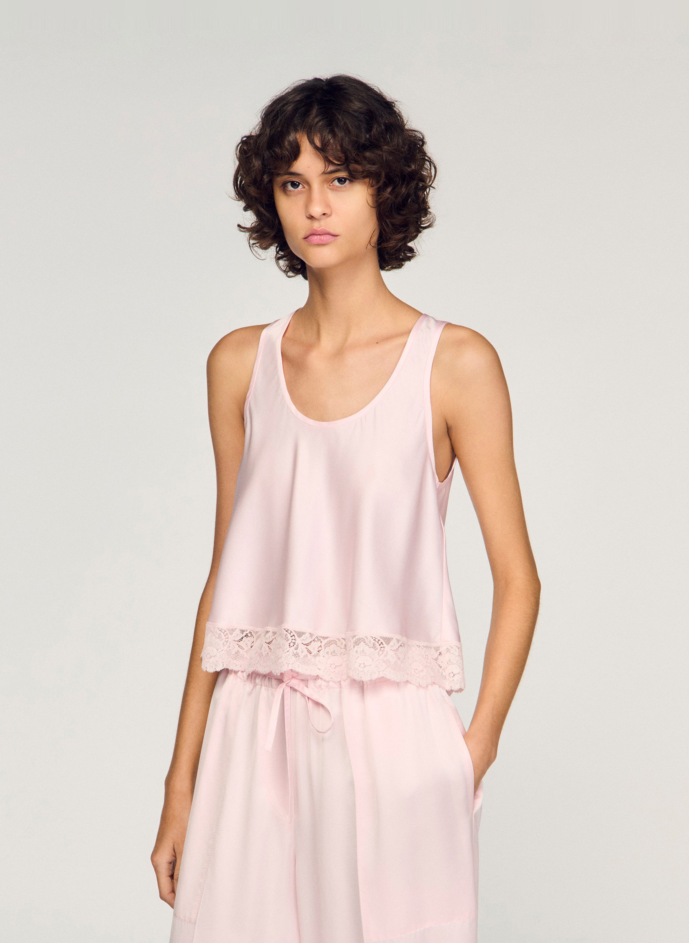 Débardeur col rond  SANDRO Rose