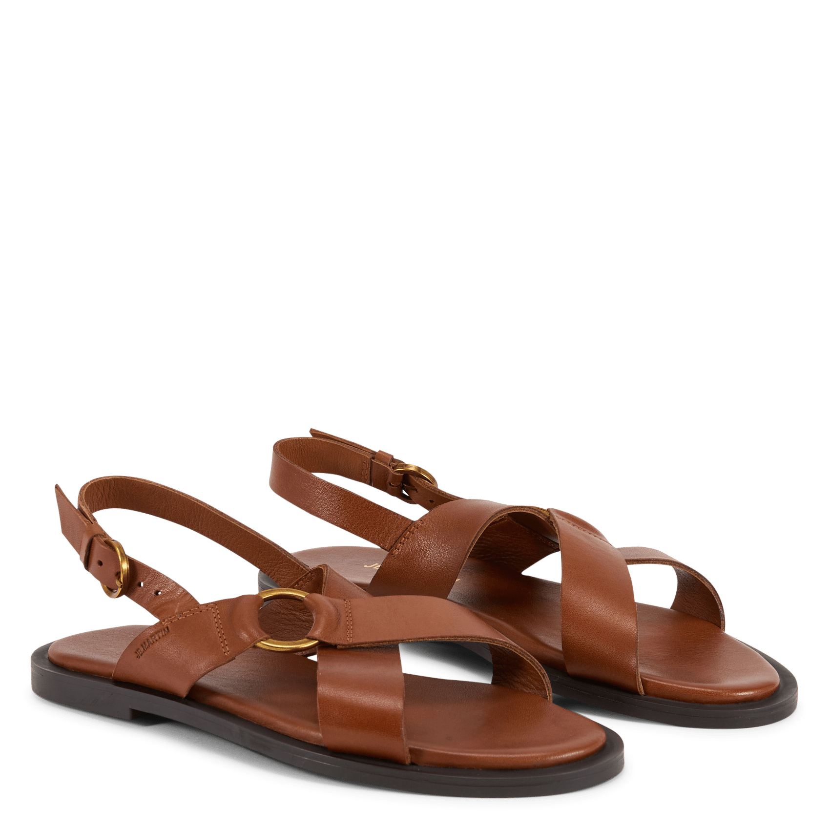 Avarca Berlin - Flache Ledersandalen mit Samt JB MARTIN Braun