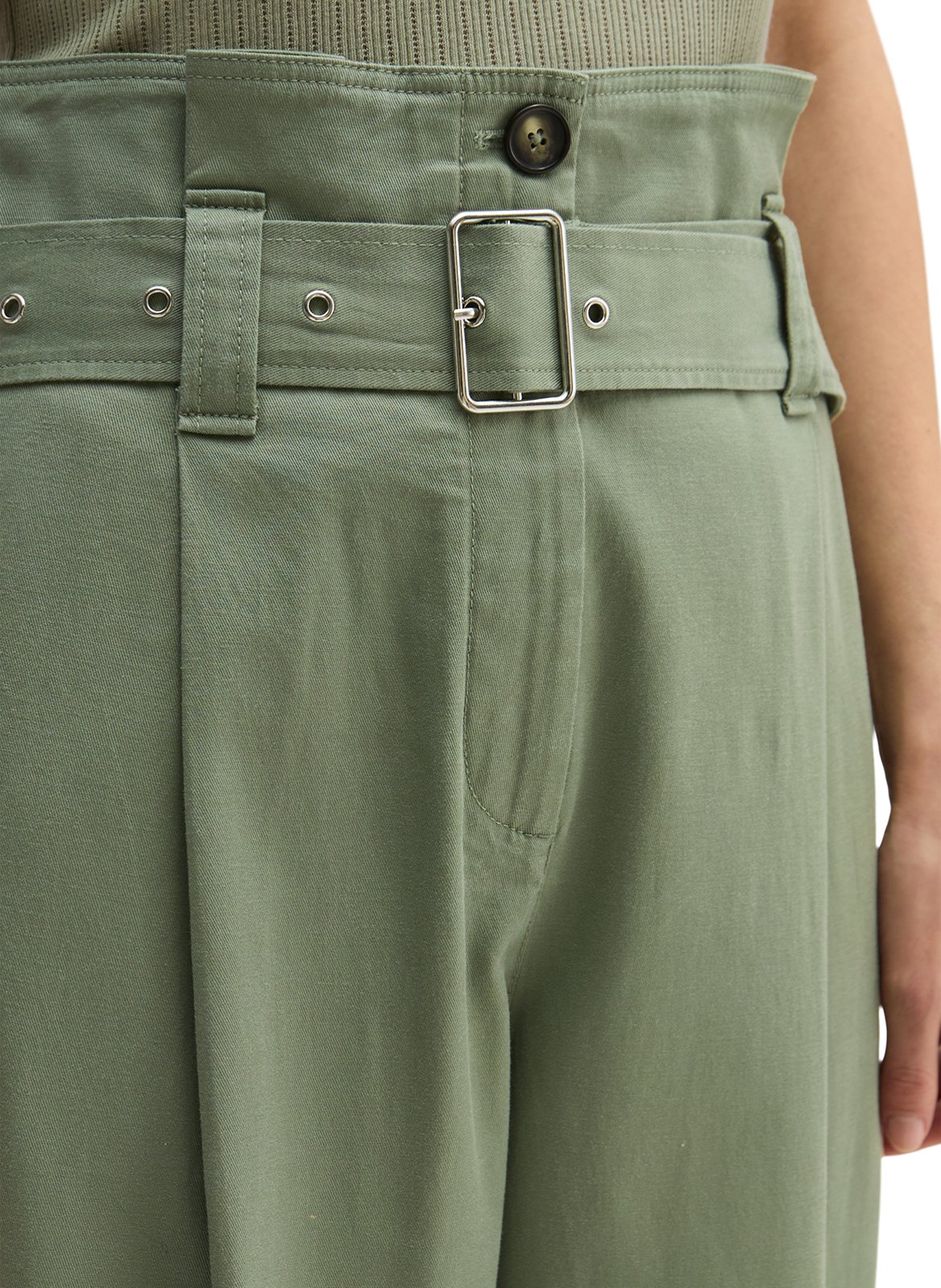 Rechttoe-rechtaan pantalon met plooien en riem MARC O'POLO Groen