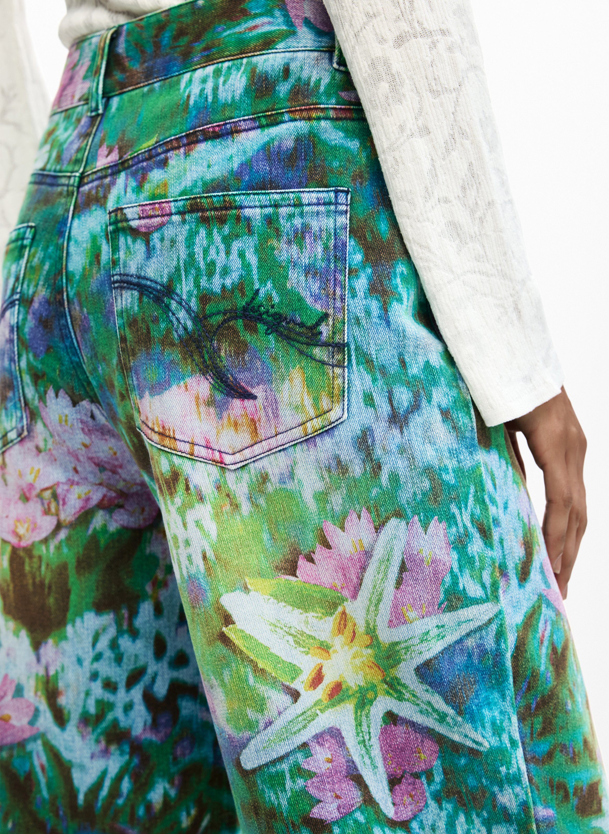 Printed straight jeans DESIGUAL Blue