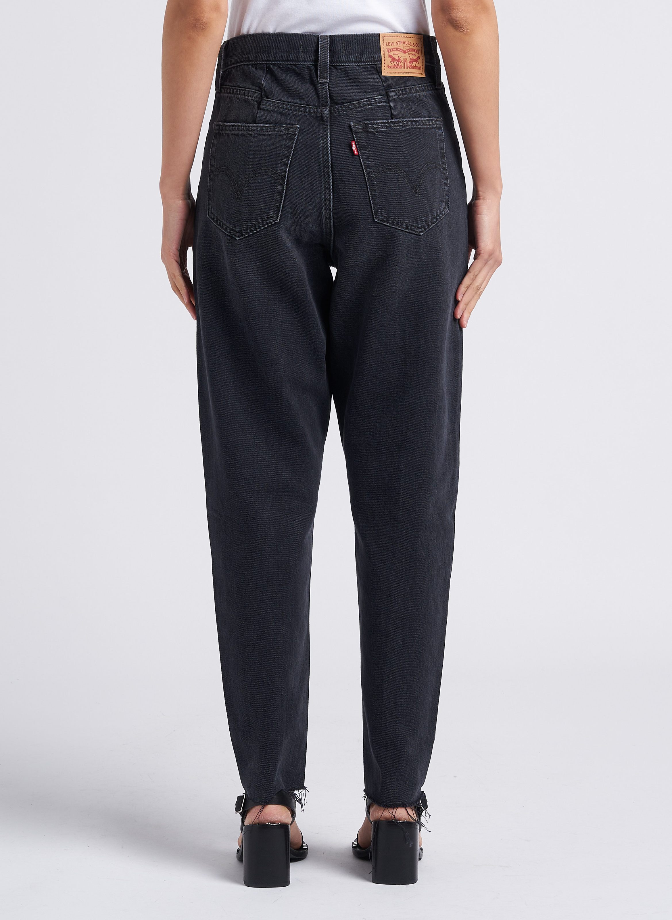 High Waist Mom Jeans aus Baumwolle LEVI'S Schwarz