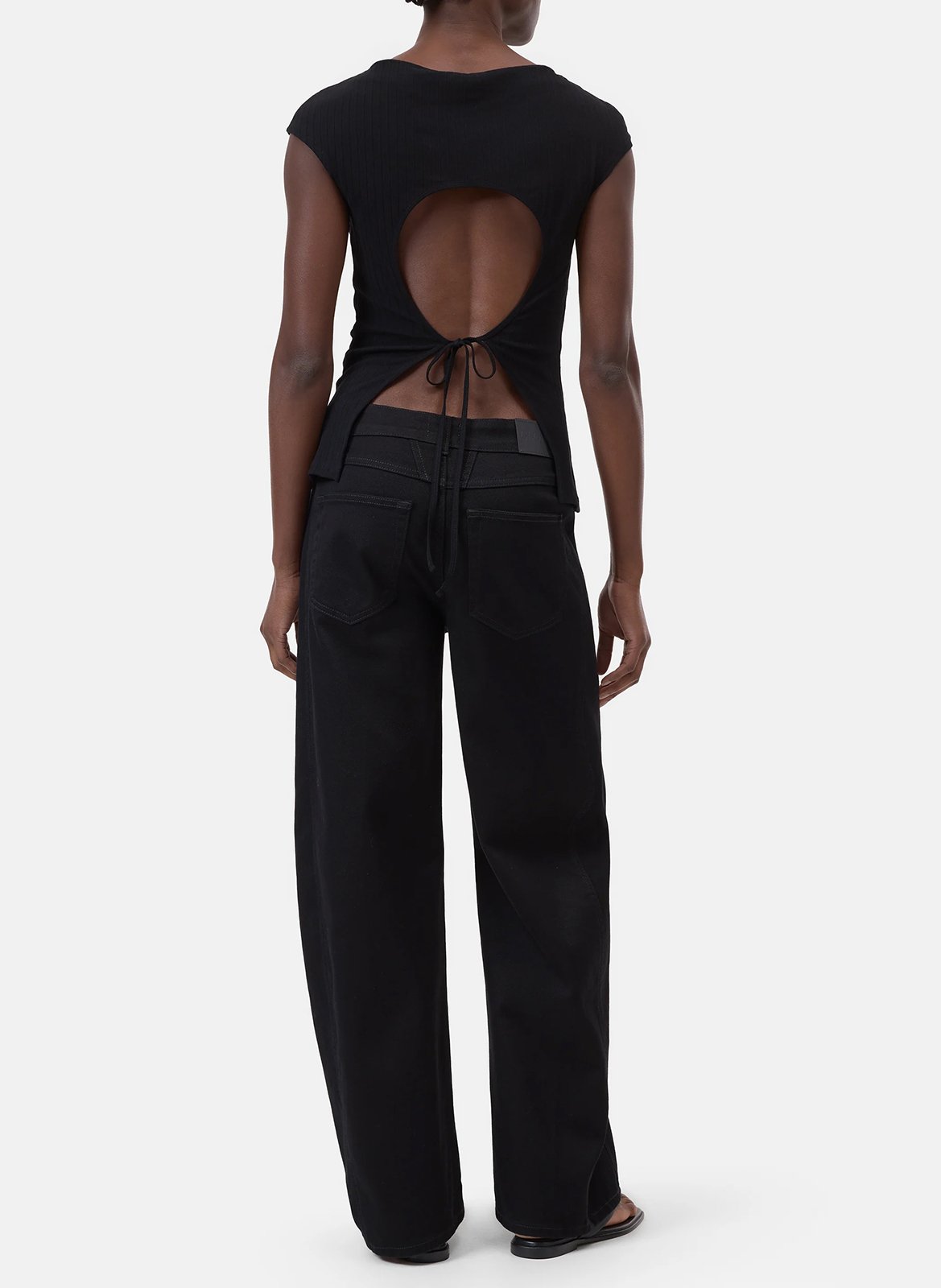 Top col rond en coton CLOSED Noir