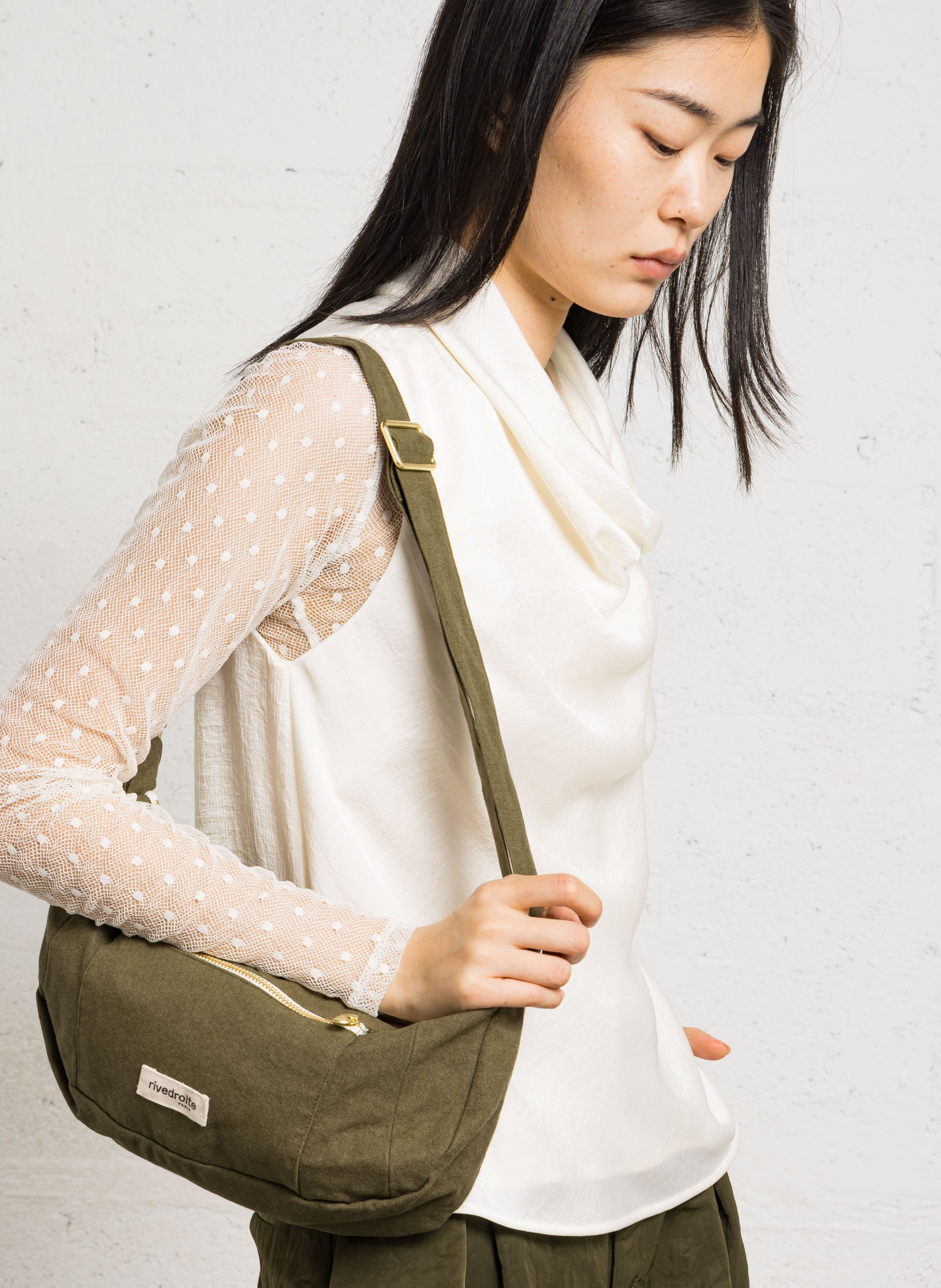 Crossbody bag in blended recycled cotton RIVEDROITE PARIS Khaki