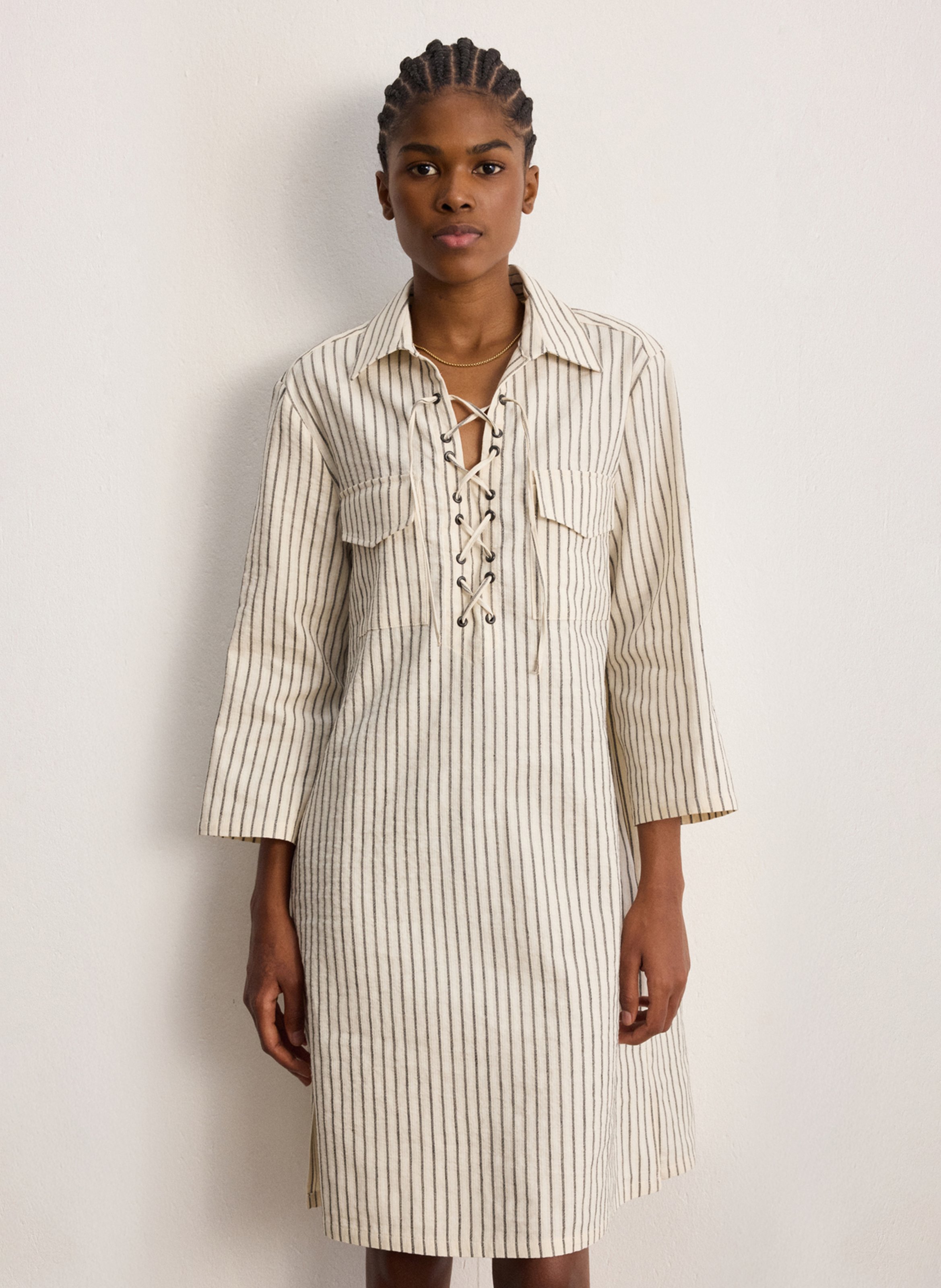 Robe courte col classique PABLO Beige