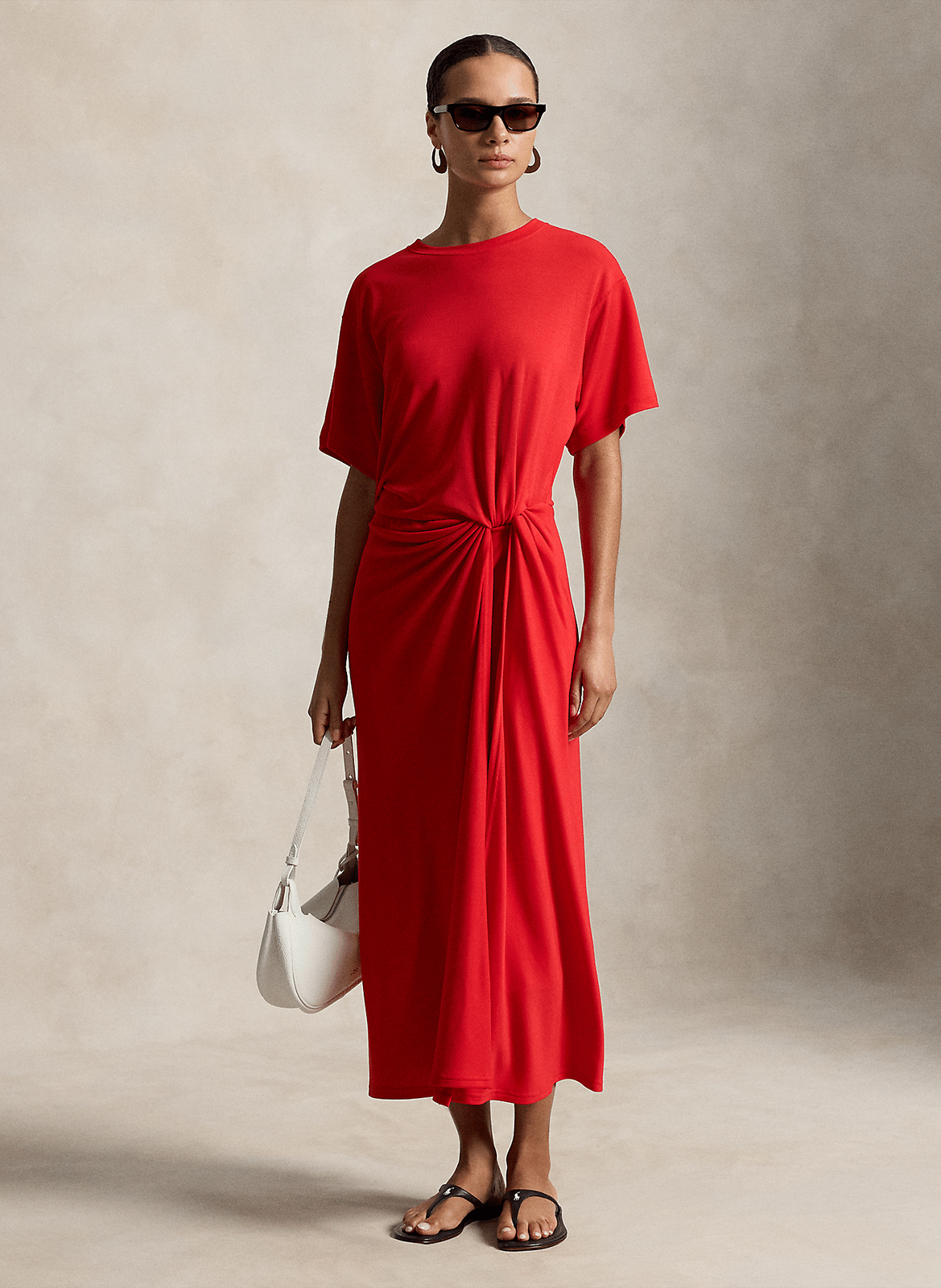 Gedraperetes langes Kleid POLO RALPH LAUREN Rot