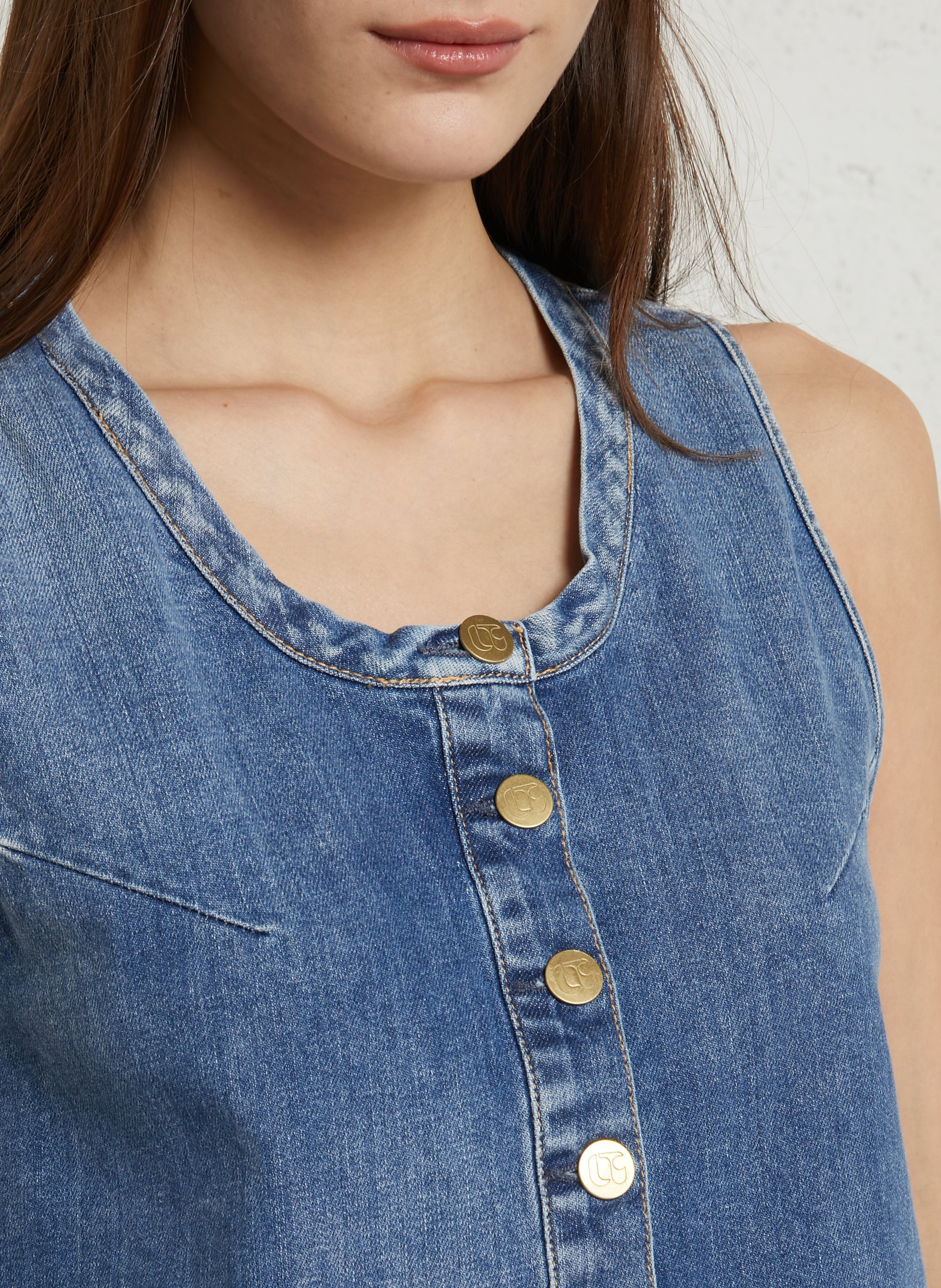 Straight denim dress LE TEMPS DES CERISES Blue