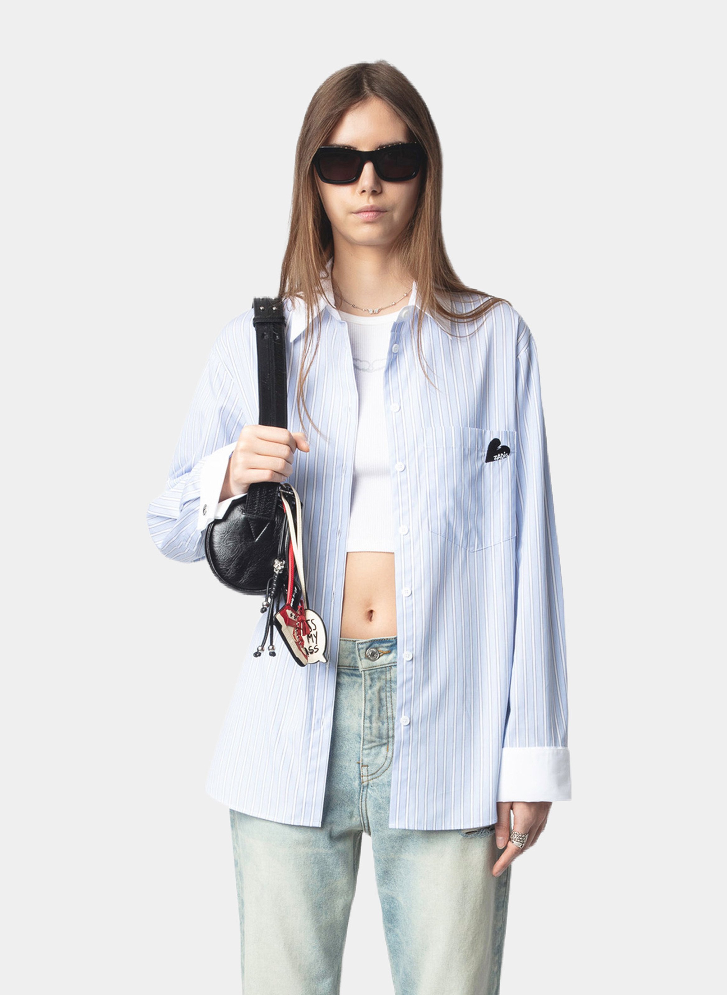 Chemise droite rayée avec broderie  ZADIG&VOLTAIRE Bleu