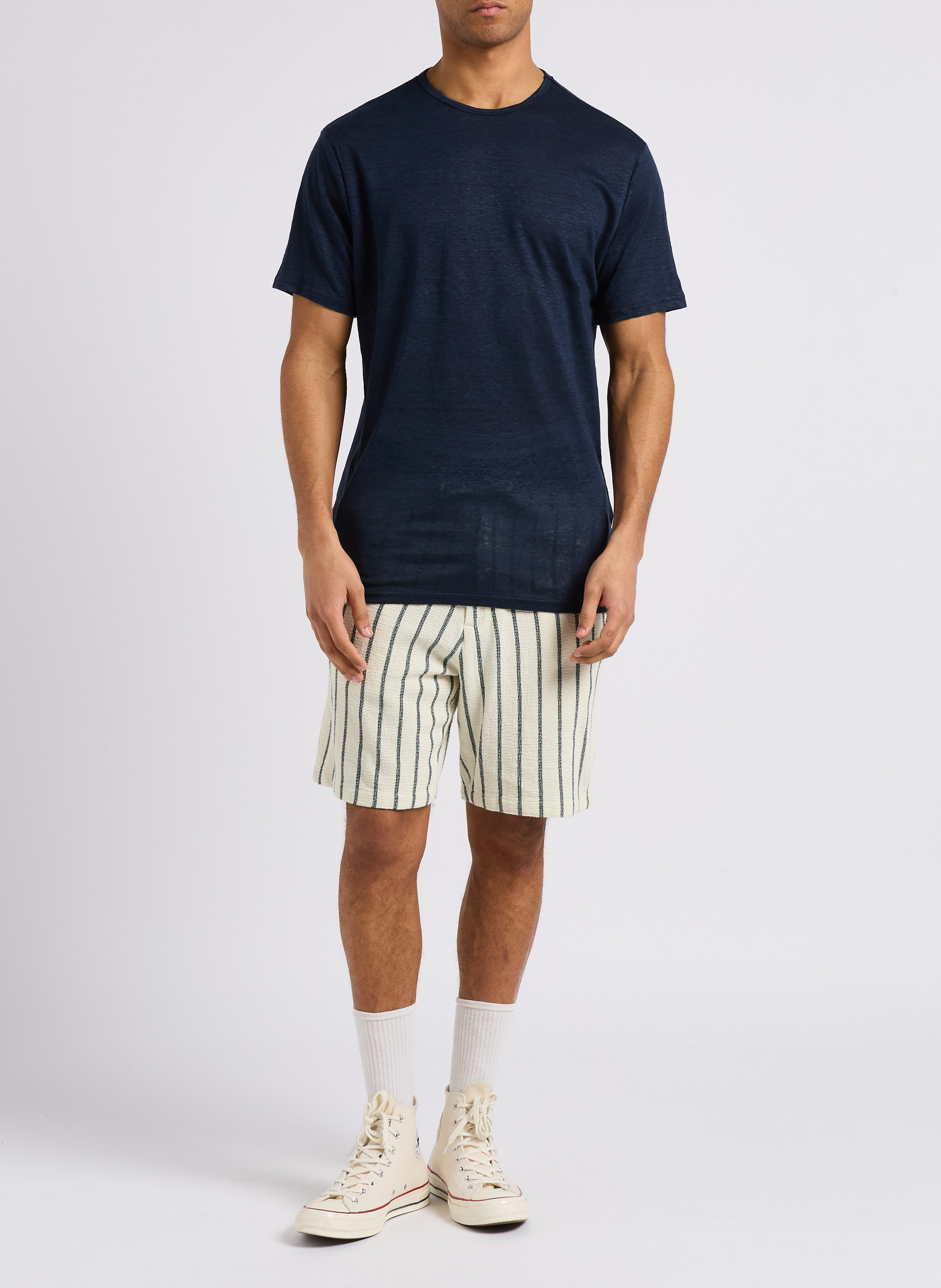 Rundhals-T-Shirt aus Leinen SELECTED Blau