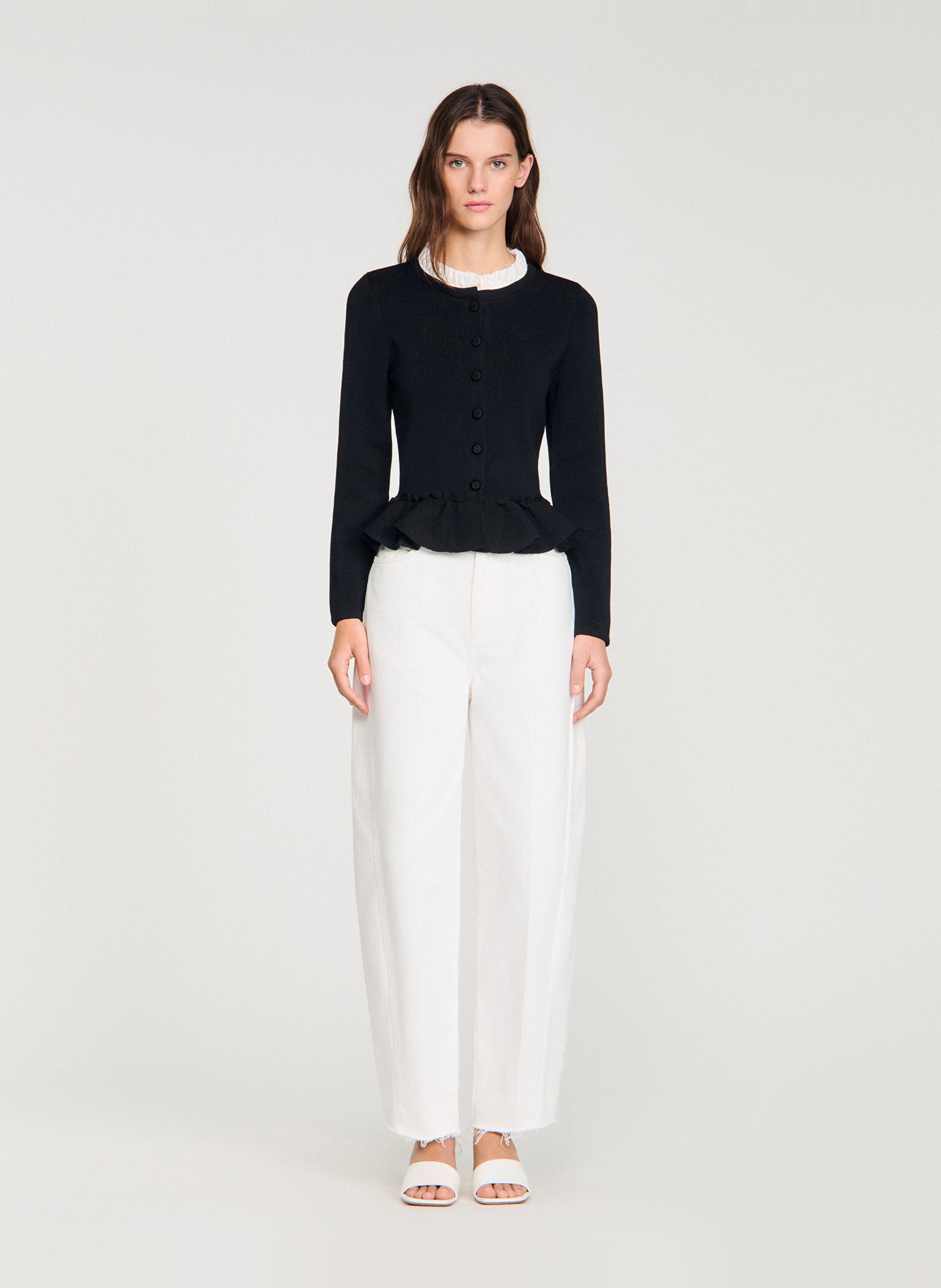 Fitted cardigan with Victorian collar SANDRO Black