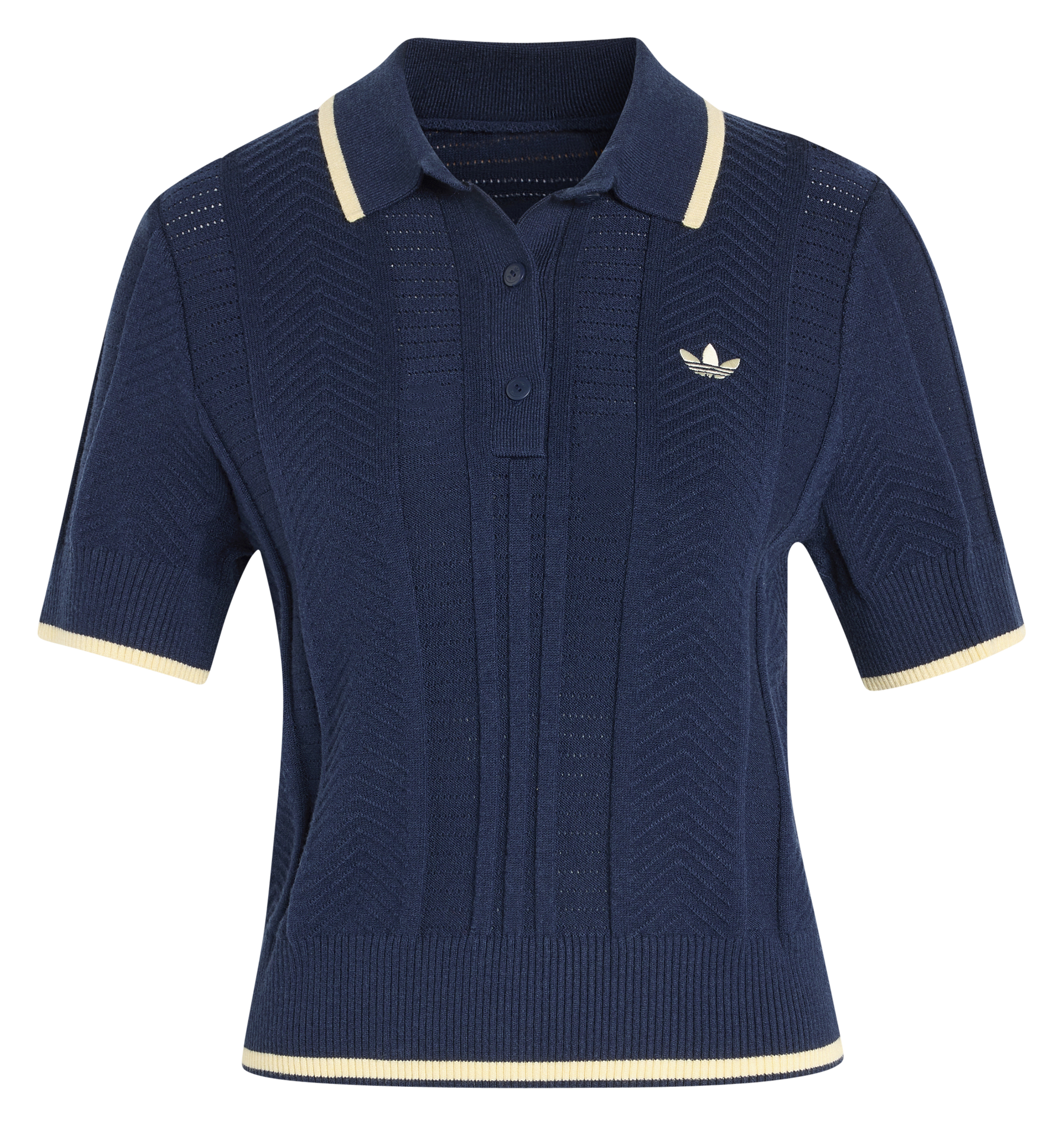Polo met korte mouwen in rechte pasvorm van gebreide stof. ADIDAS Blauw