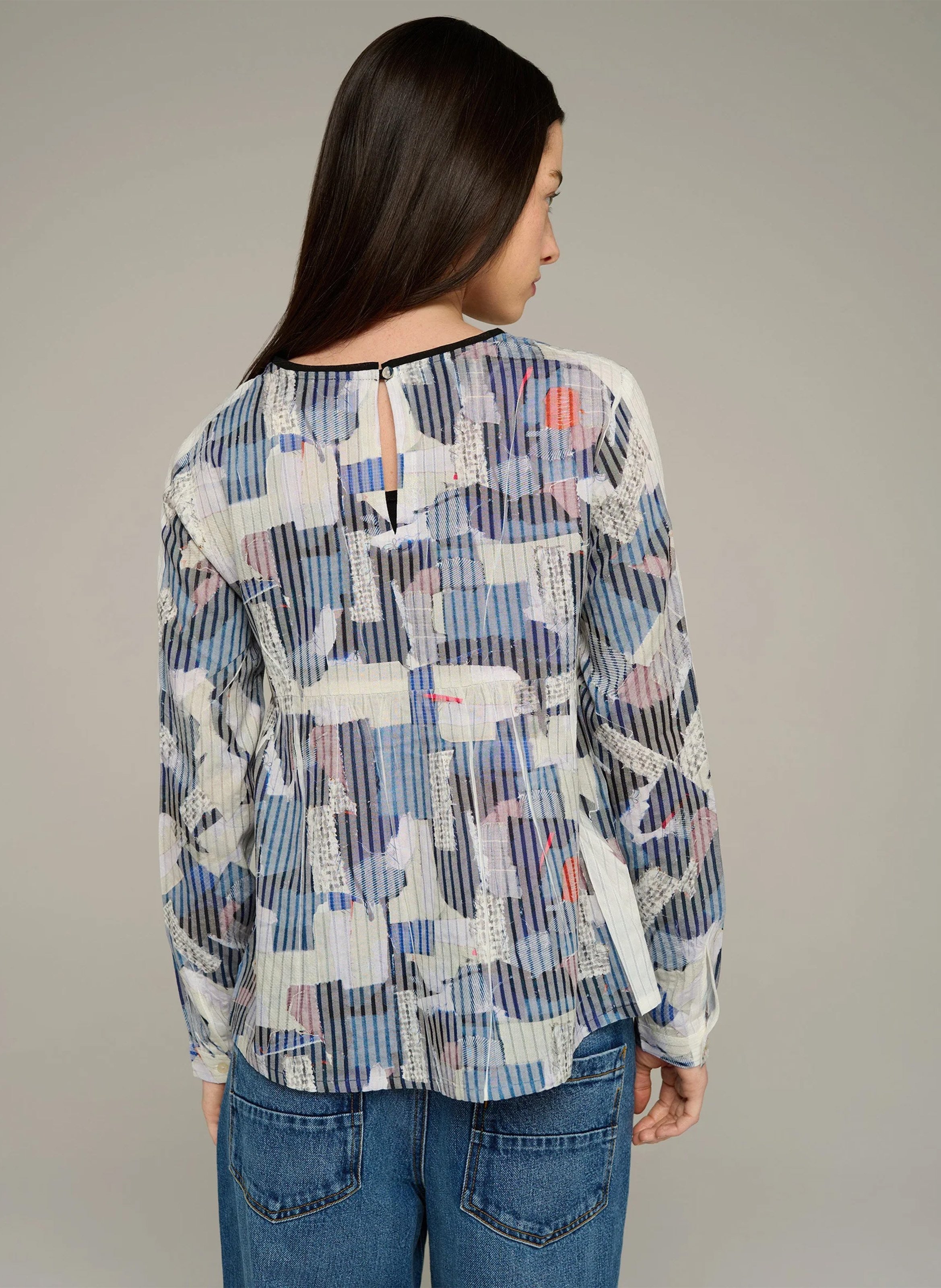 Oversize-Bluse mit klassischem Kragen und Print COTELAC ACOTE Blau