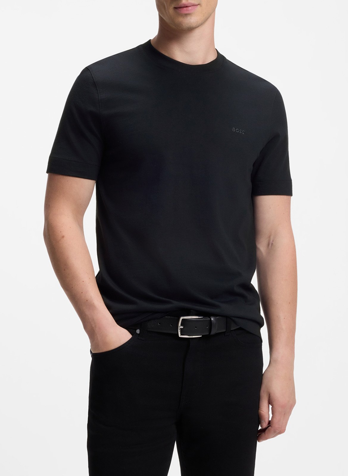 Tee-shirt col rond en coton BOSS Bleu