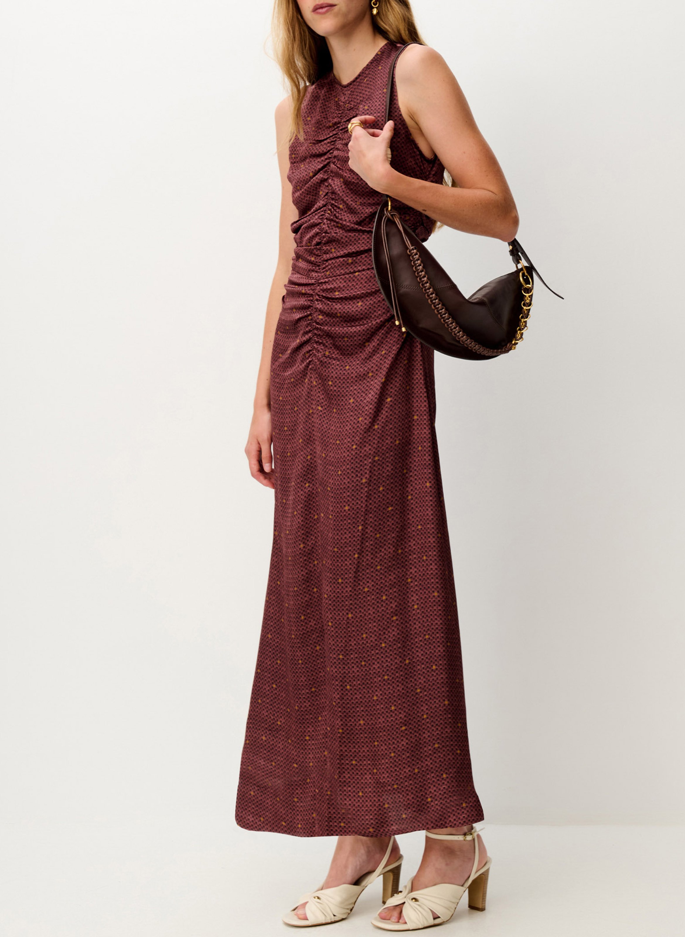 Maxikleid mit Rundhalsausschnitt SESSUN Braun