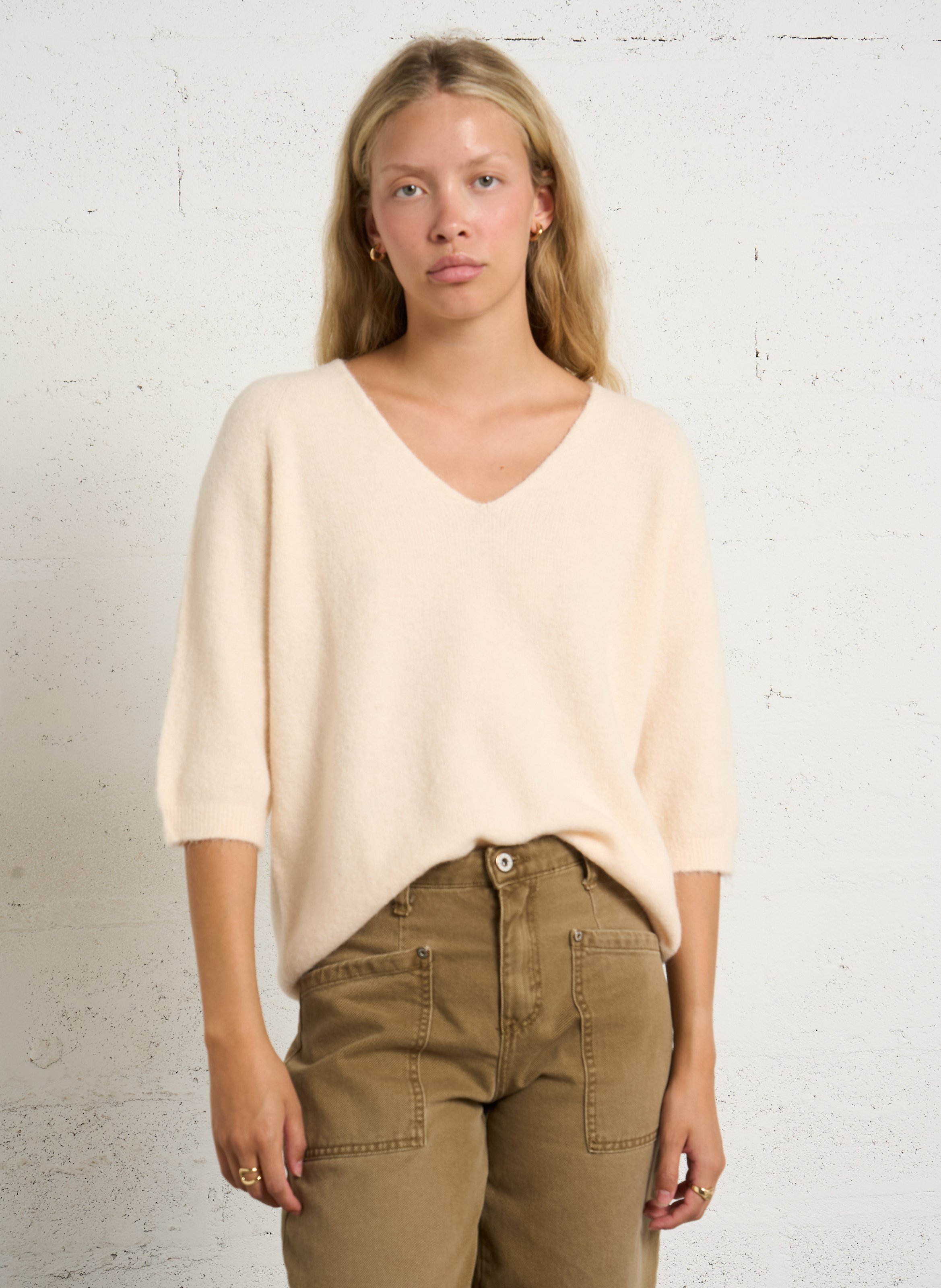 Oversized trui met V-hals PLEASE