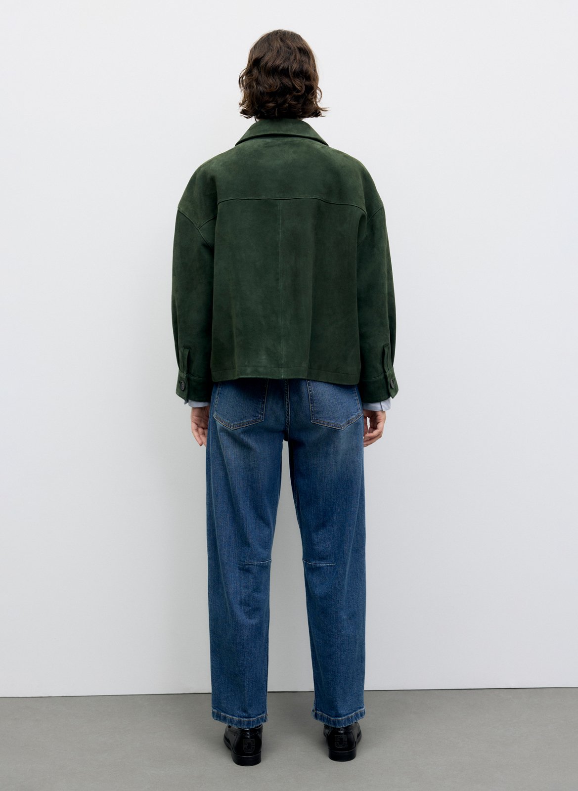 Straight leather jacket with classic collar GERARD DAREL Green