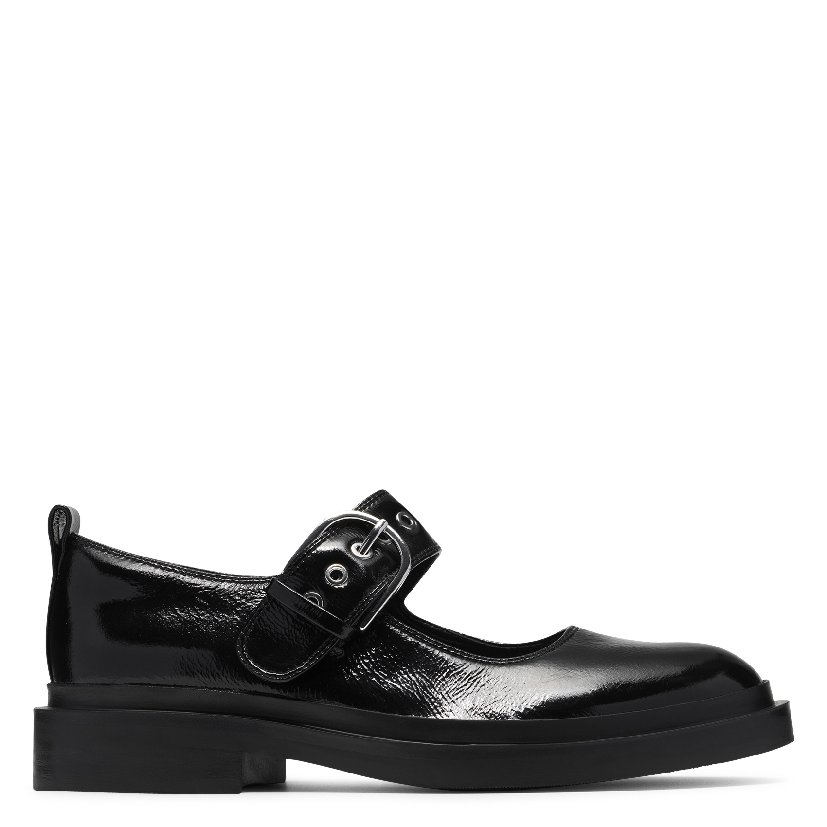 Patent leather ballet flats with ankle strap CLARKS Black