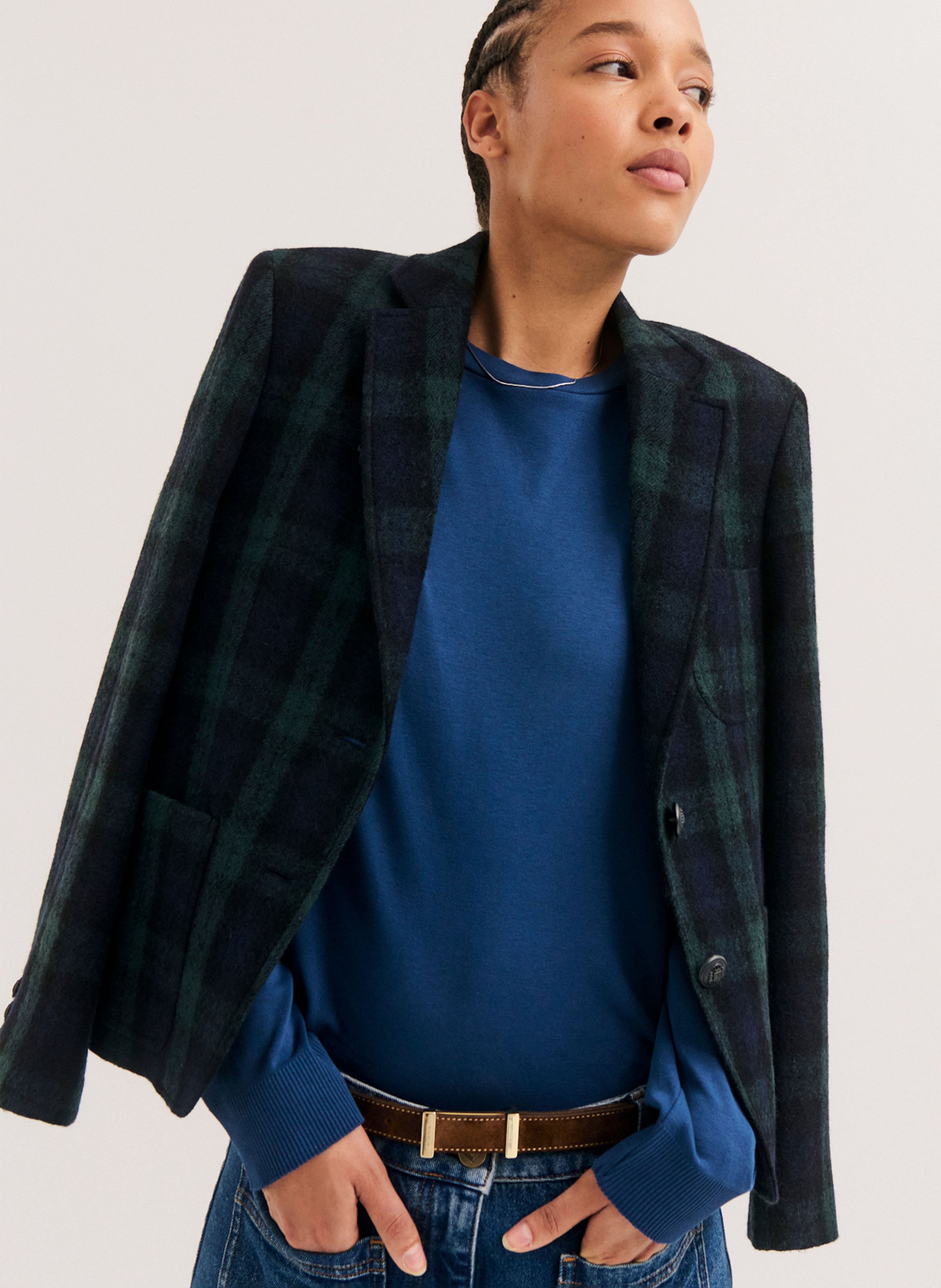 Blazer van bedrukte wollen stof PABLO Blauw