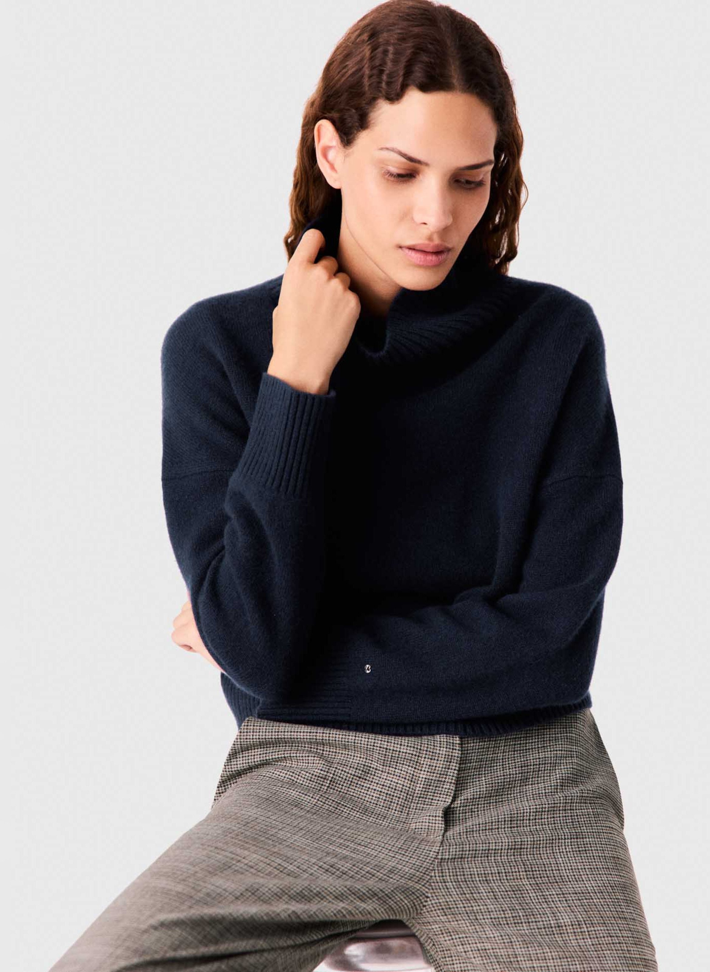 High-neck cashmere-blend sweater MAJE Blue
