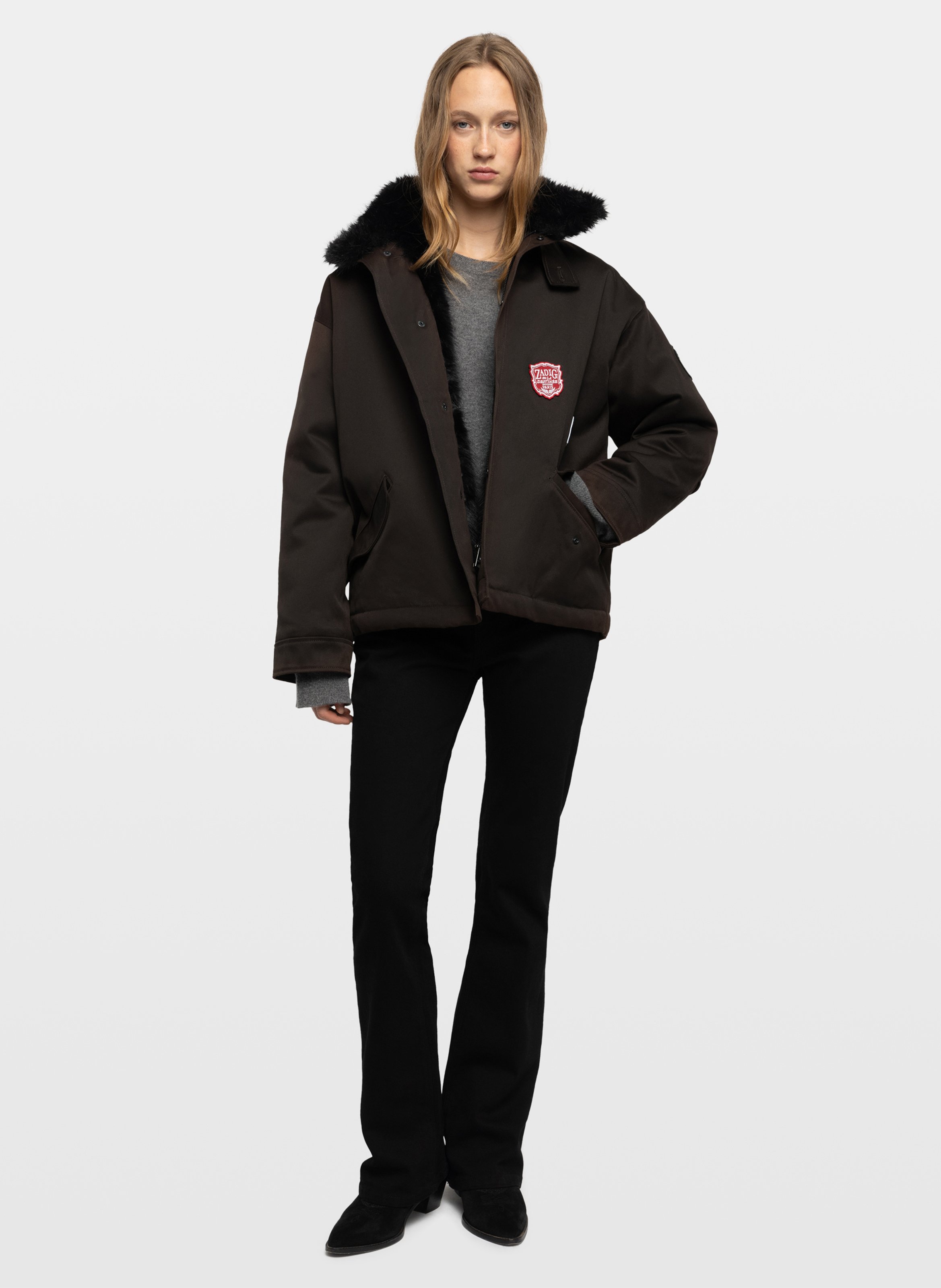 Cotton coat with coat collar ZADIG&VOLTAIRE Brown
