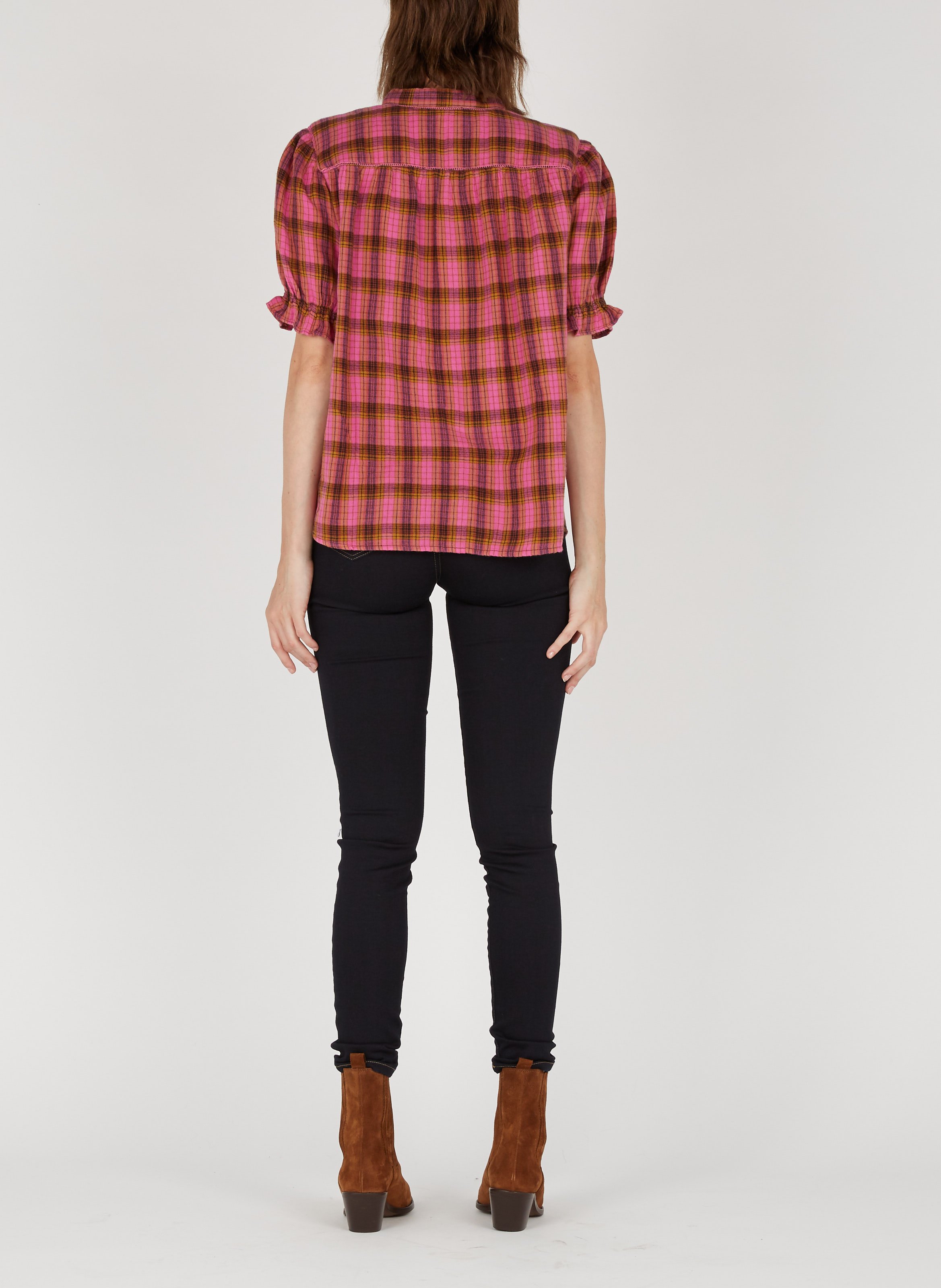 Bottines western talons mi-hauts en cuir velours JONAK Marron