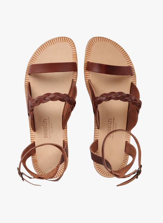 Sandales En Cuir Themis Brownstone Sessun Femme 22201009 01261 BROWNSTONE Place des Tendances Belgique