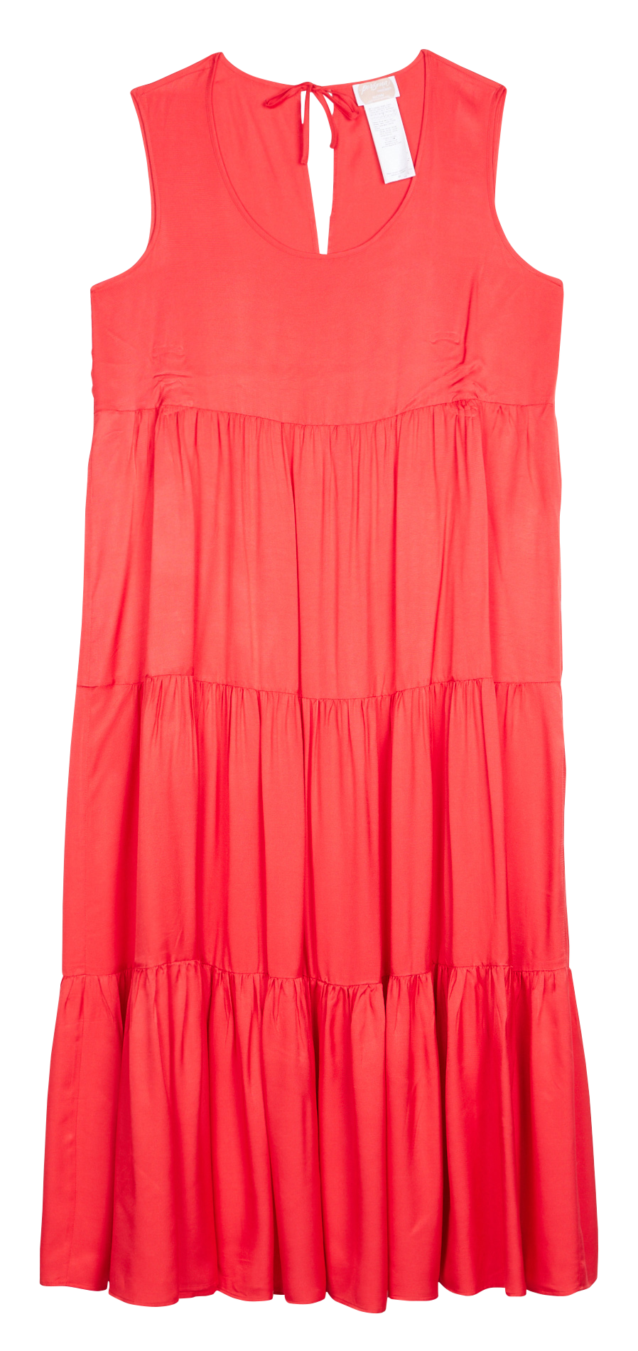 Lange jurk met uitlopende rok en V-hals Rood