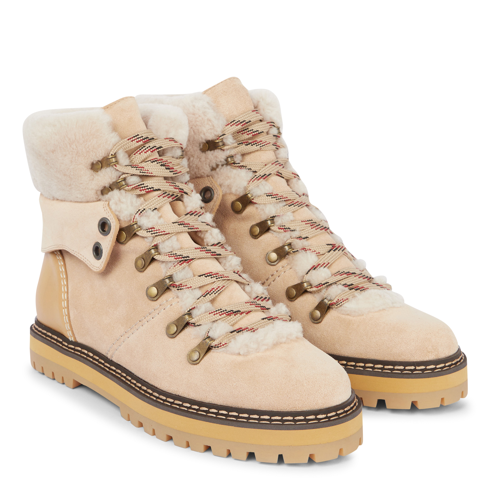 Fur-lined leather mid-calf boots SEE BY CHLOE Beige