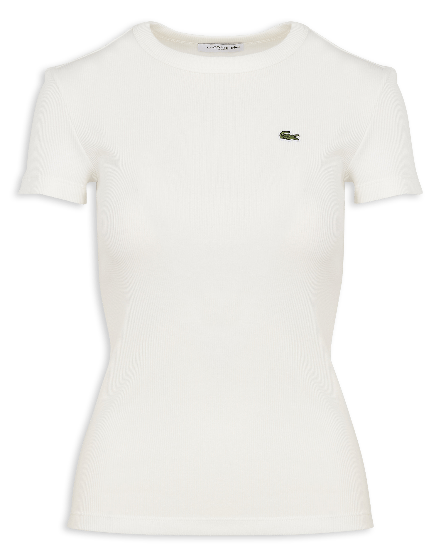 Tee-shirt moulant col rond en coton LACOSTE Gris