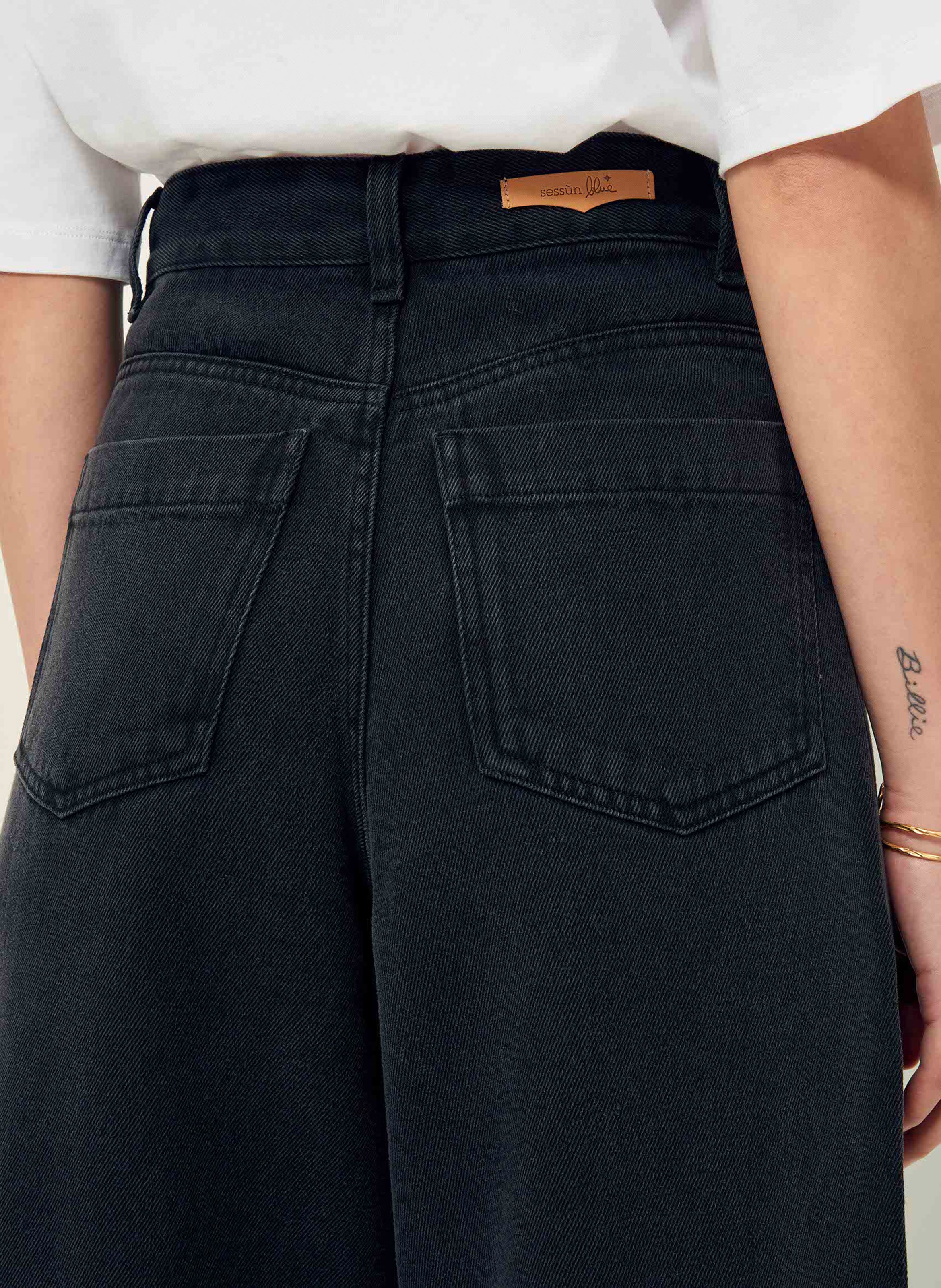 Wide-leg denim jeans SESSUN Black