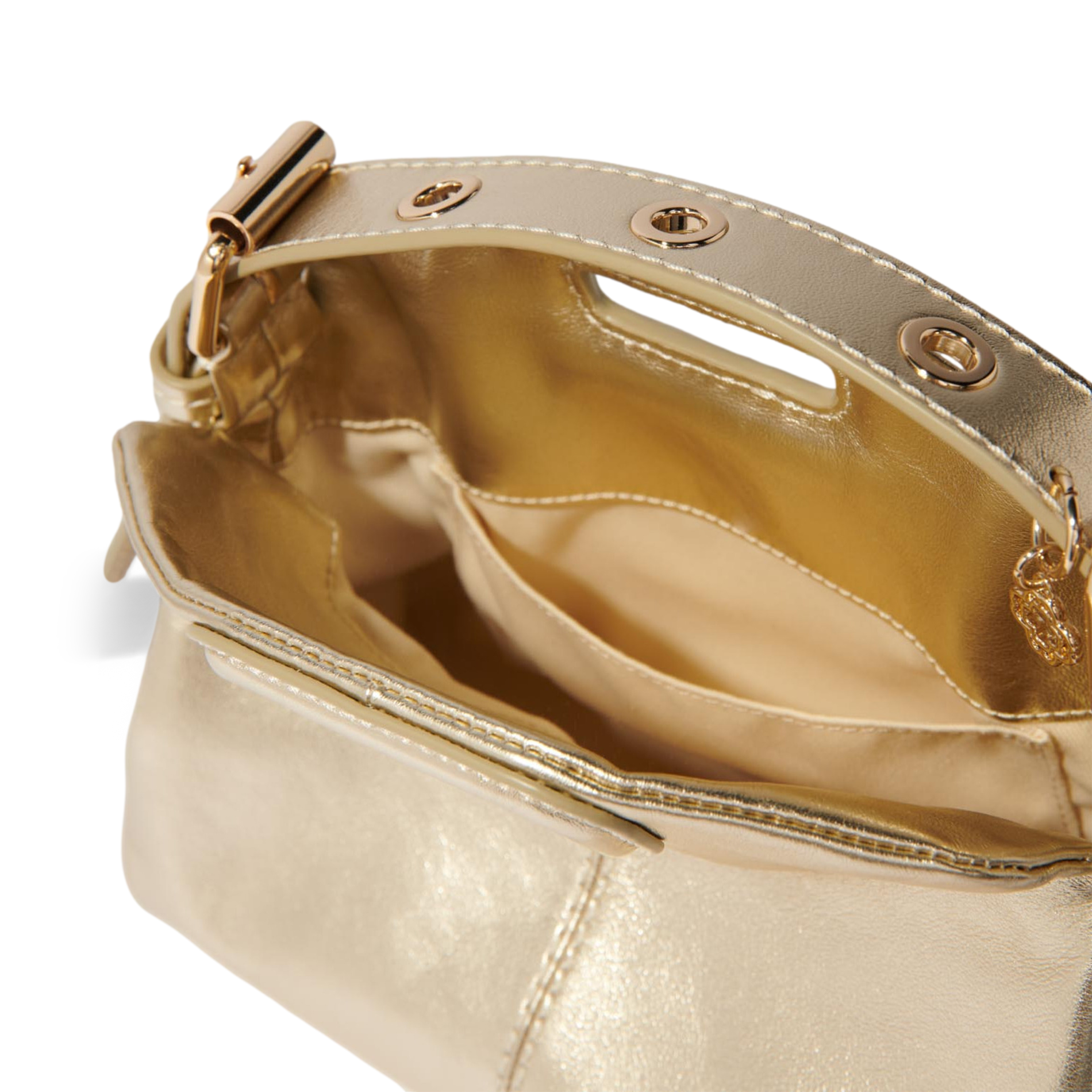 Sac bandoulière en cuir lisse MAJE Doré