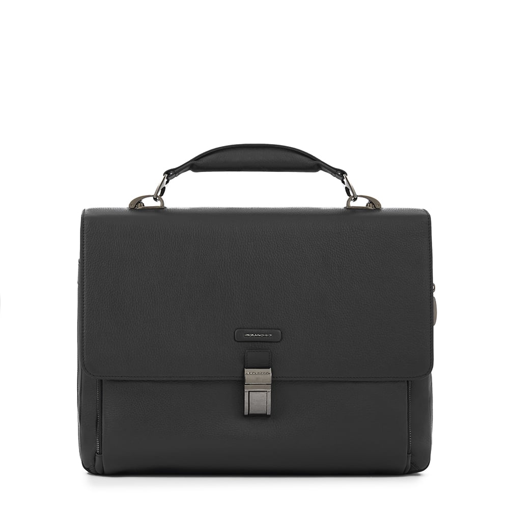 Leather messenger bag PIQUADRO Black