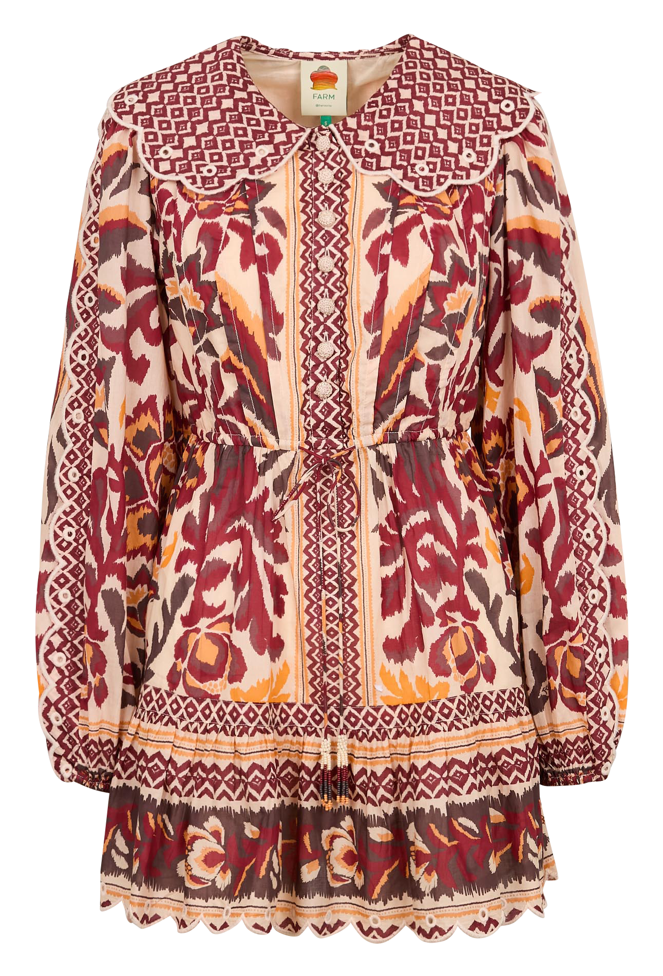 Short cotton printed dress FARM RIO Multicolored