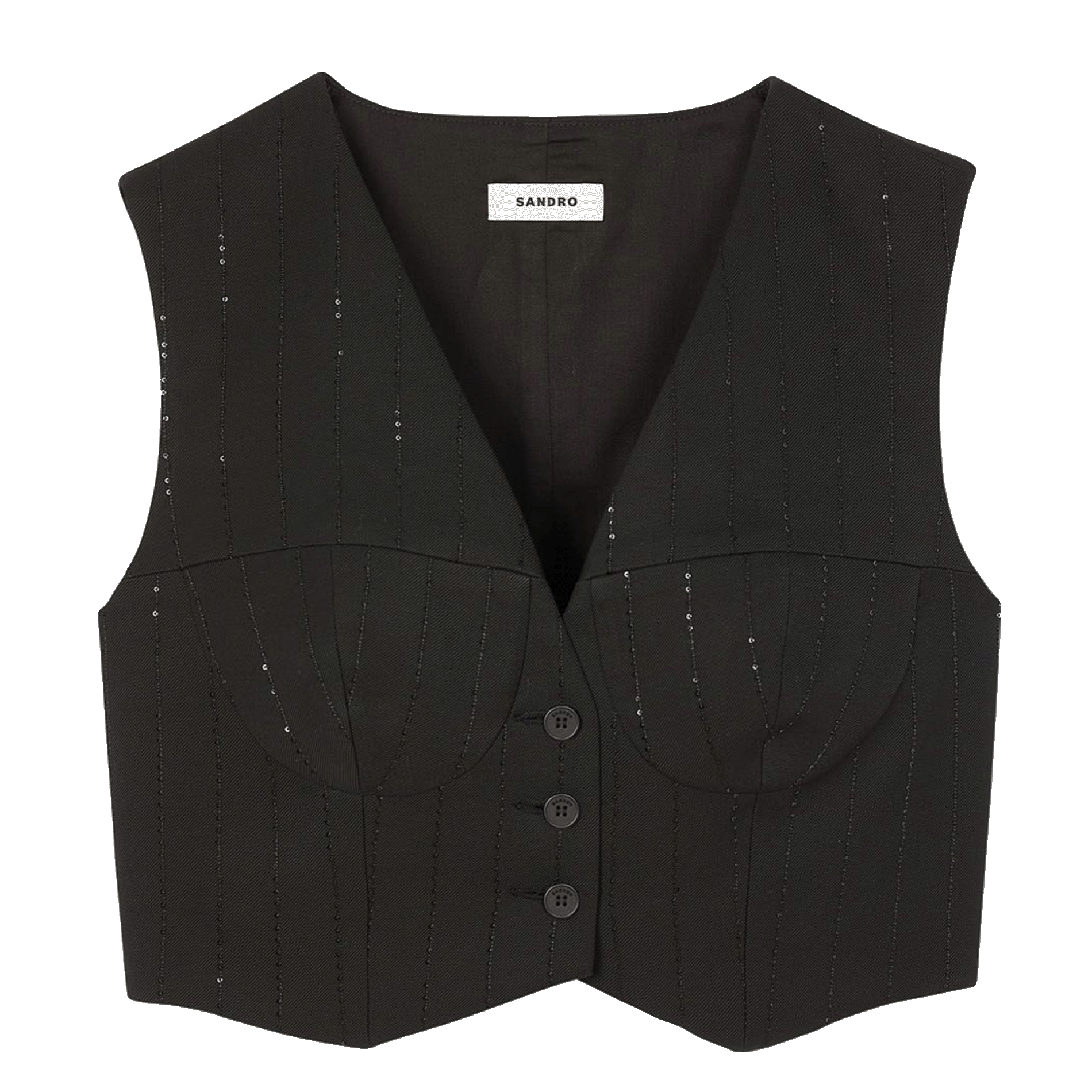 Veston de costume rayé à sequins SANDRO Noir