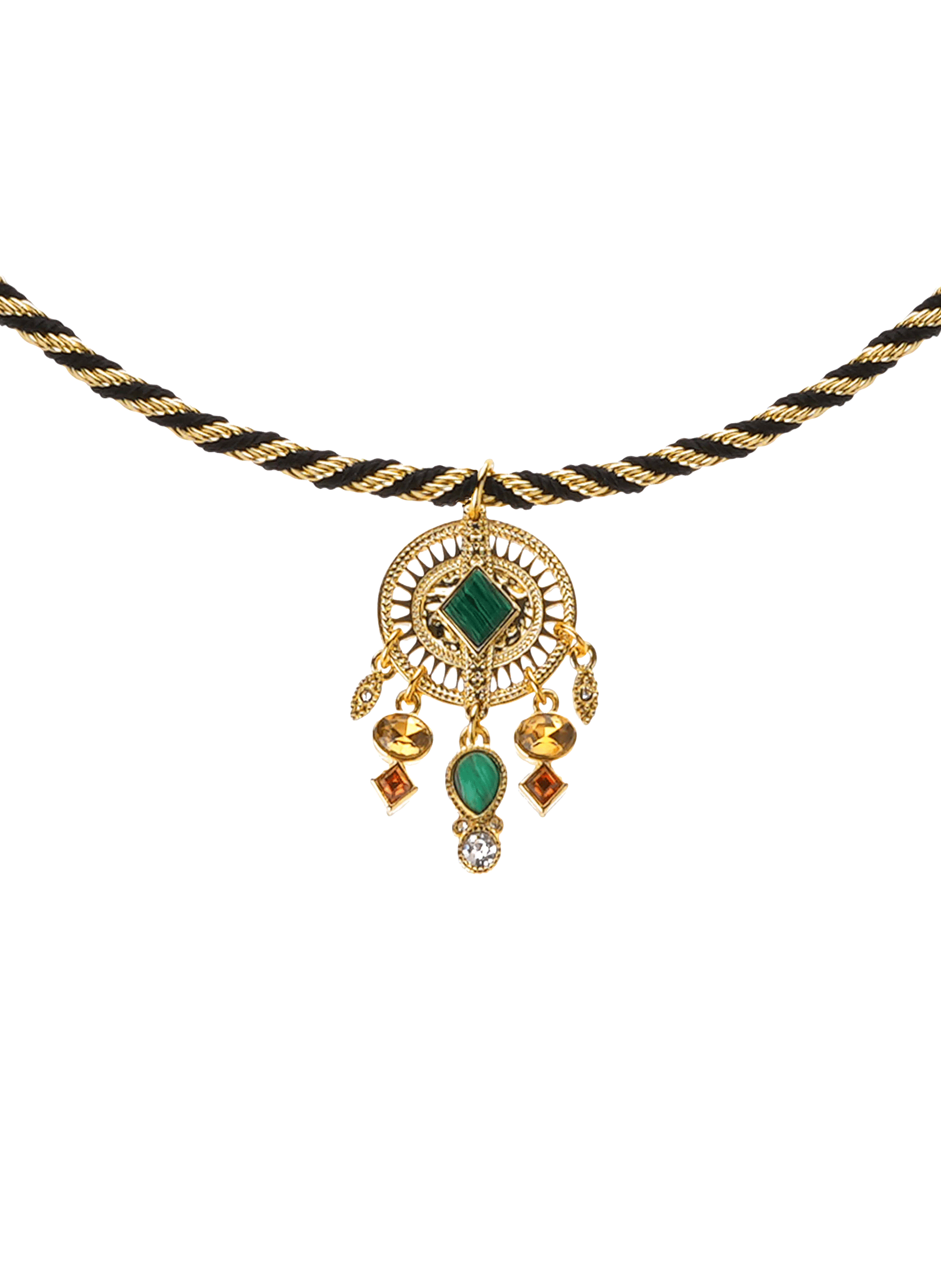 Adjustable cord necklace with central cabochon HIPANEMA Golden