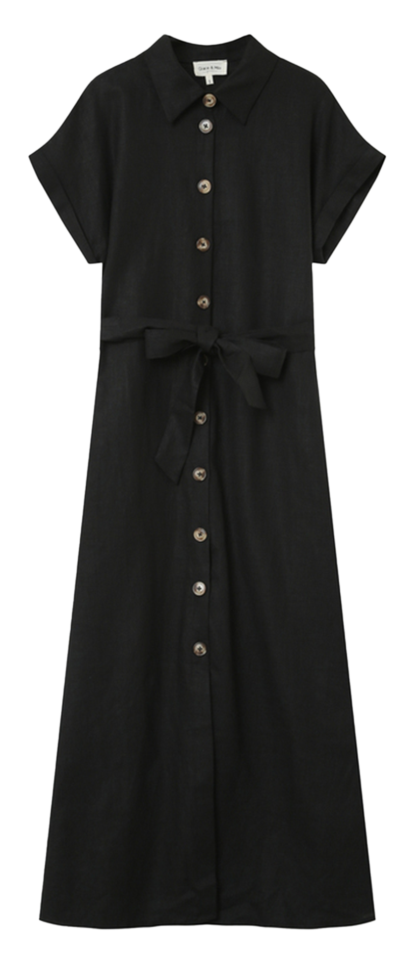 Robe chemise longue en lin mélangé GRACE ET MILA Noir