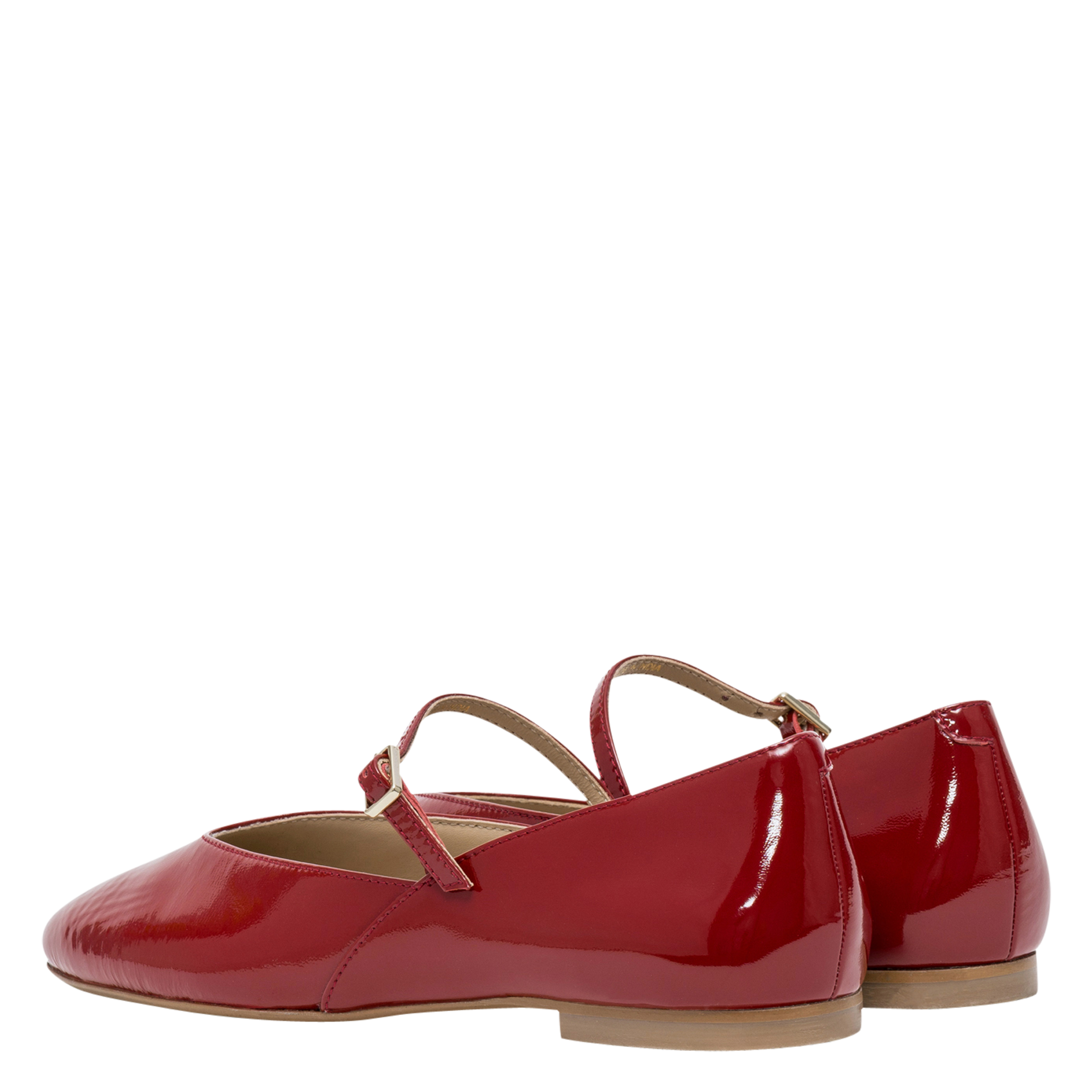 Ballet flats with patent leather strap Red