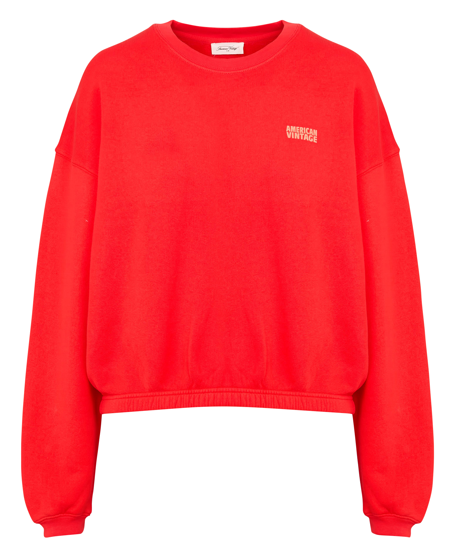 Sweat court col rond en coton mélangé  AMERICAN VINTAGE Rouge