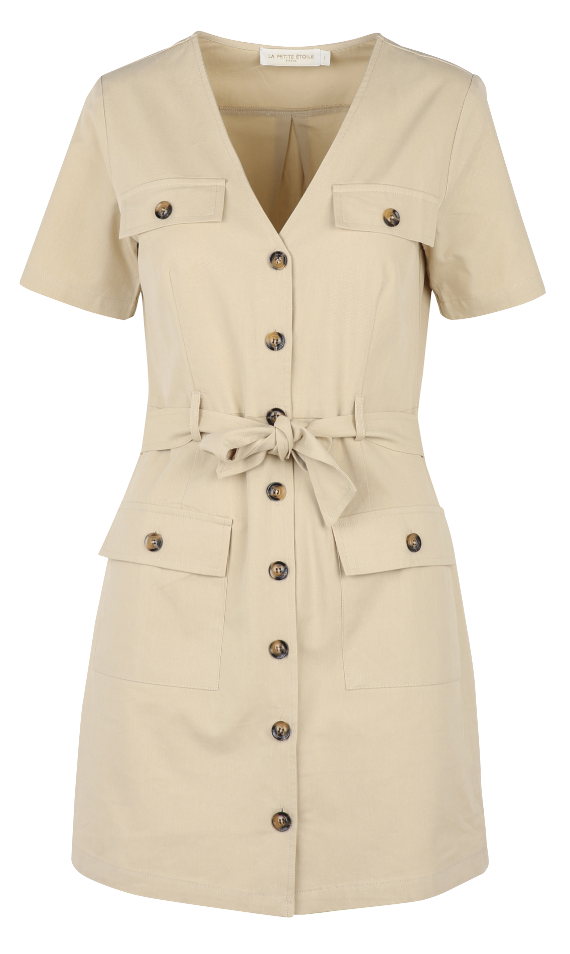 Korte jurk | katoenblend LA PETITE ETOILE Beige