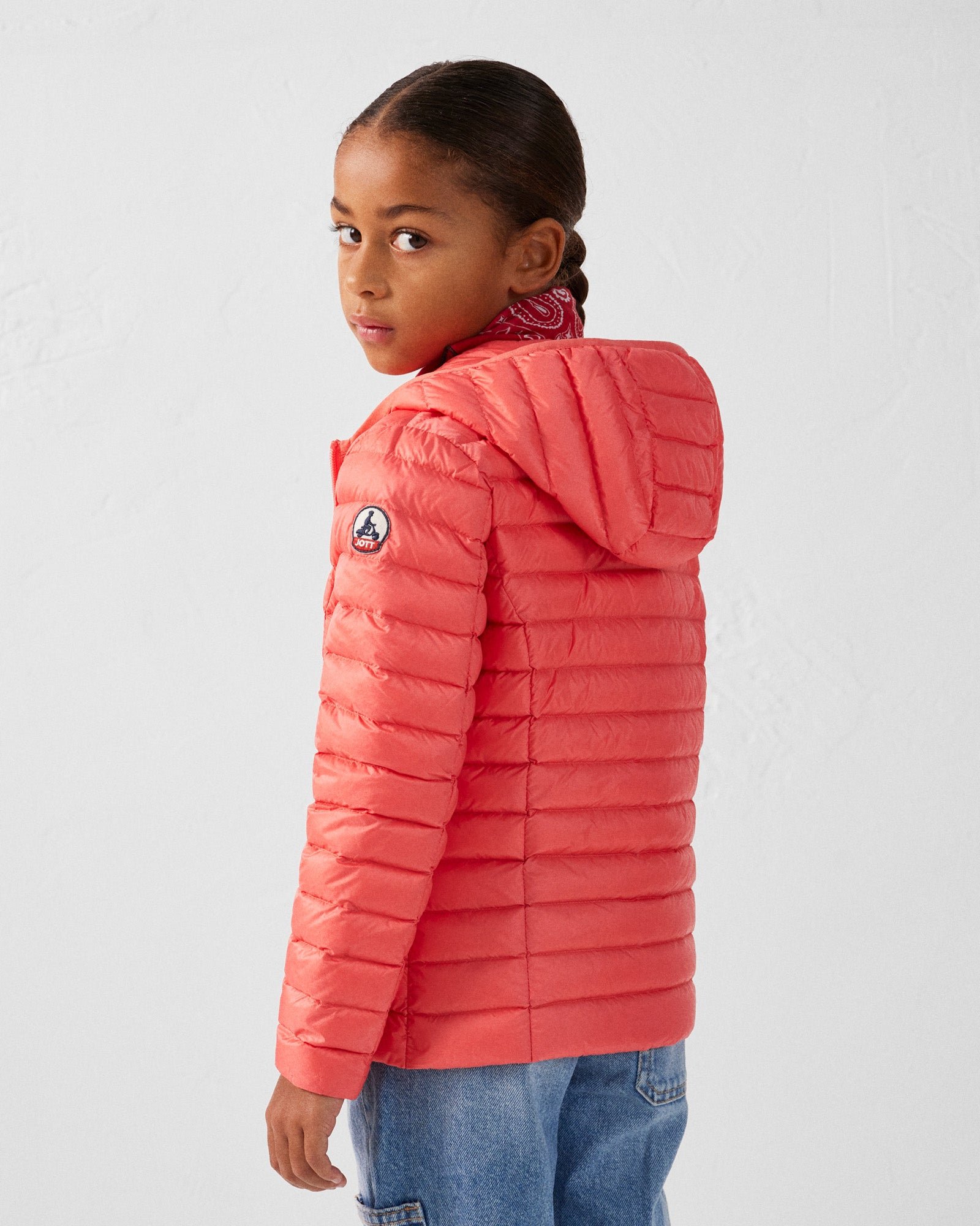 Carla lightweight hooded children's down jacket JOTT Pink