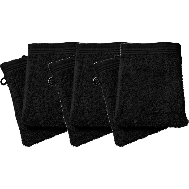 Set of 2 washcloths COTON PUR Black