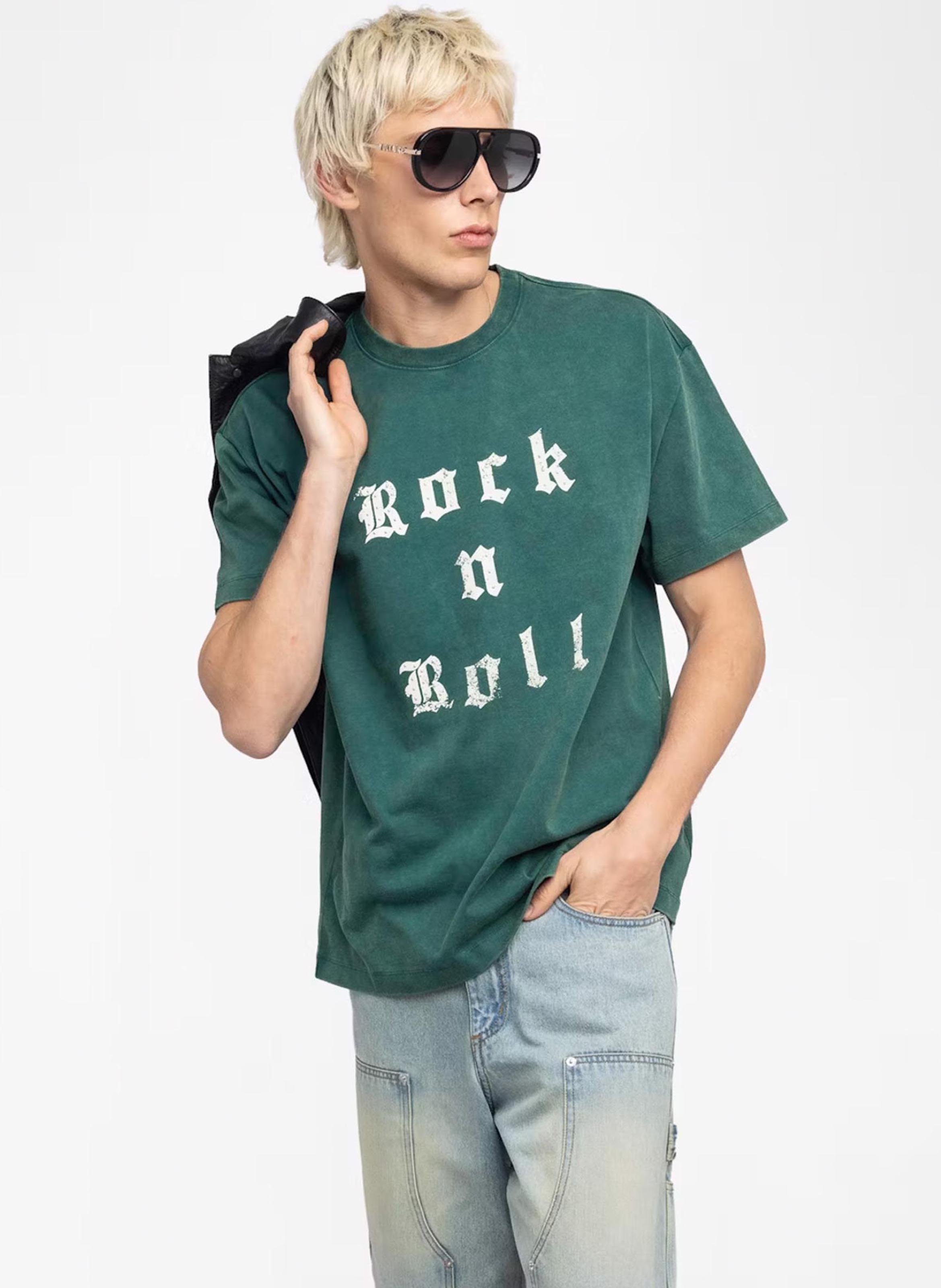 Tee-shirt ample col rond sérigraphié en coton ZADIG&amp;VOLTAIRE Vert