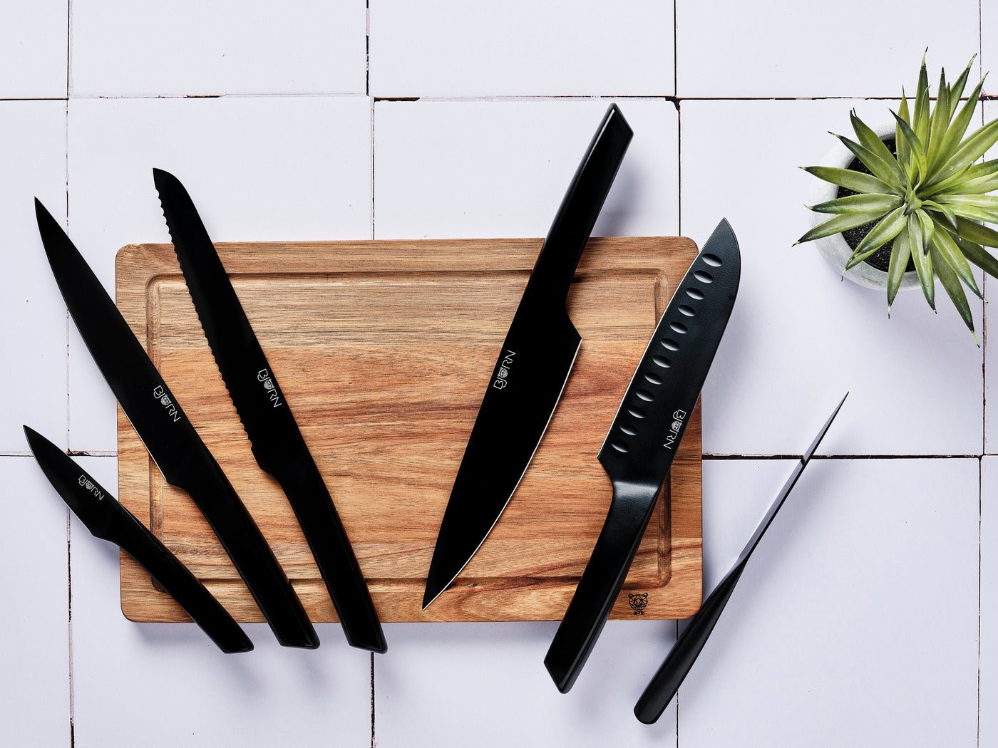 Jensen Loviisa Kitchen Knife Set and Steak Knives Set - 14 pieces BJORN Black