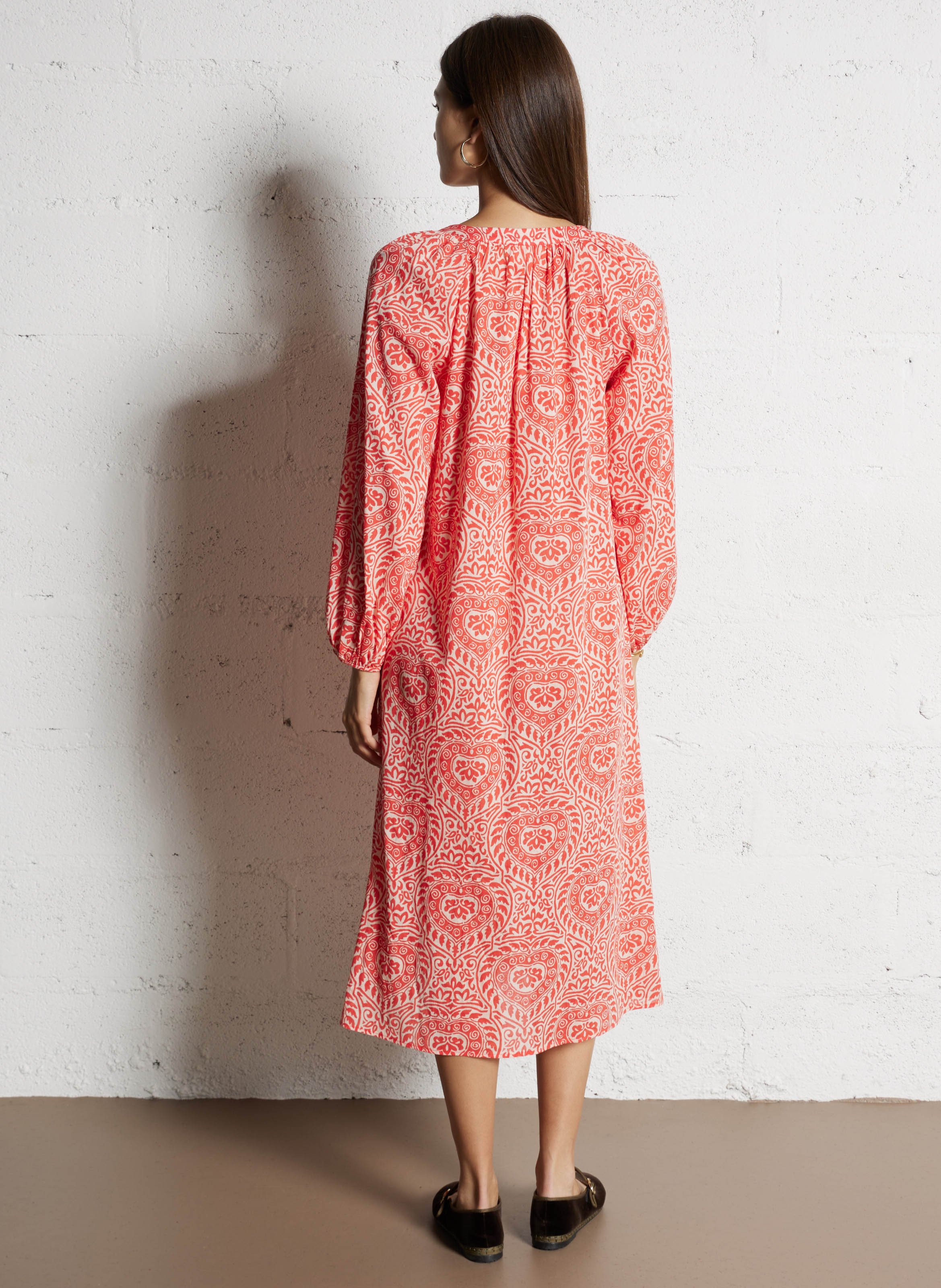 Printed cotton midi dress MAISON 123 Orange