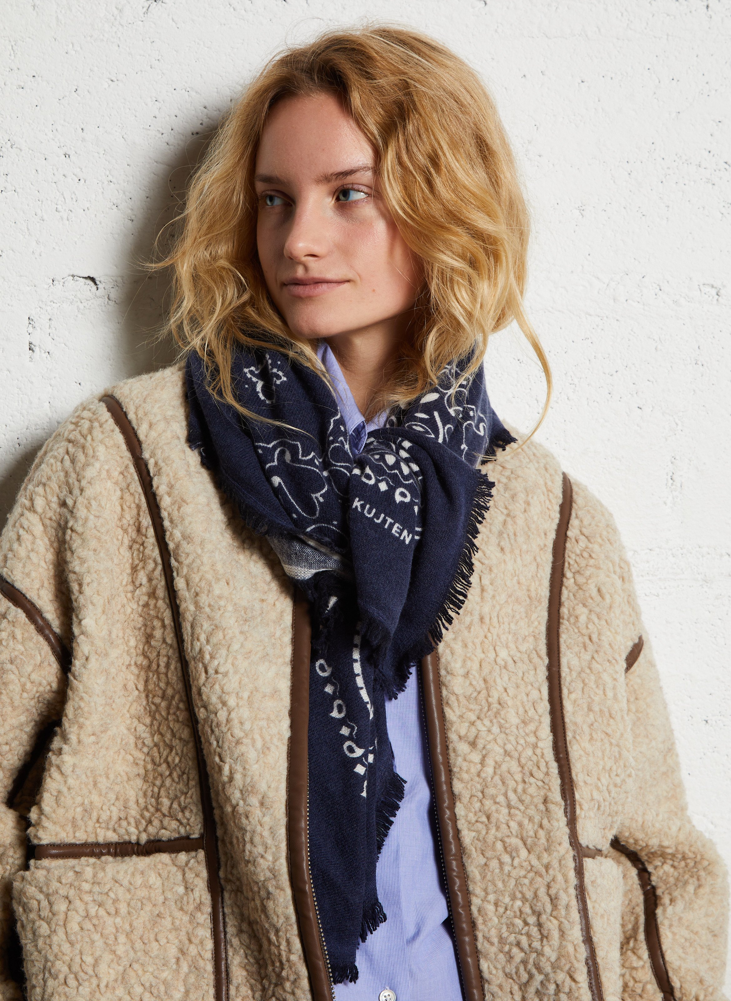 Echarpe en cachemire à imprimé KUJTEN Bleu