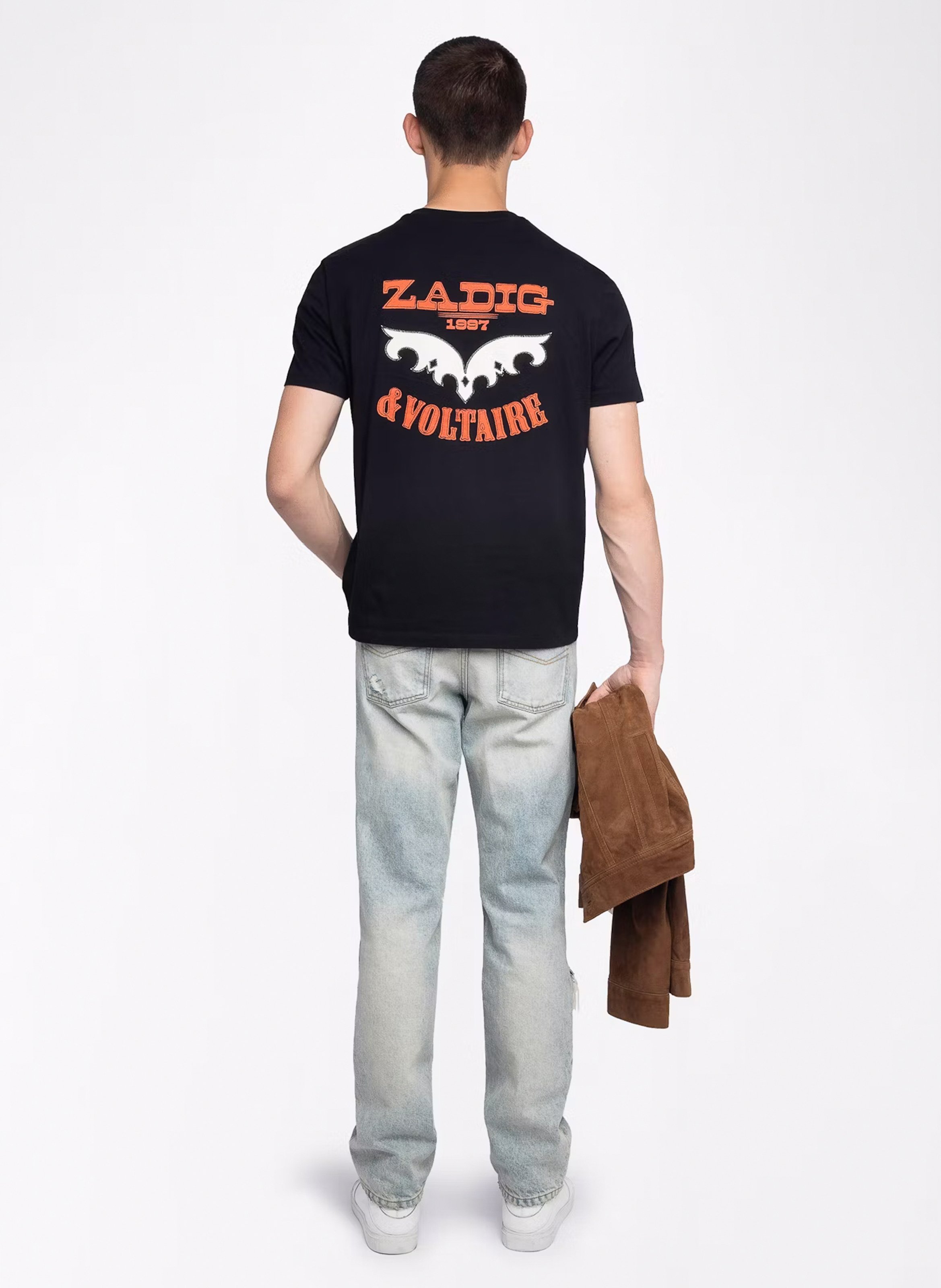 Tee-shirt droit en coton sérigraphié ZADIG&amp;VOLTAIRE Noir