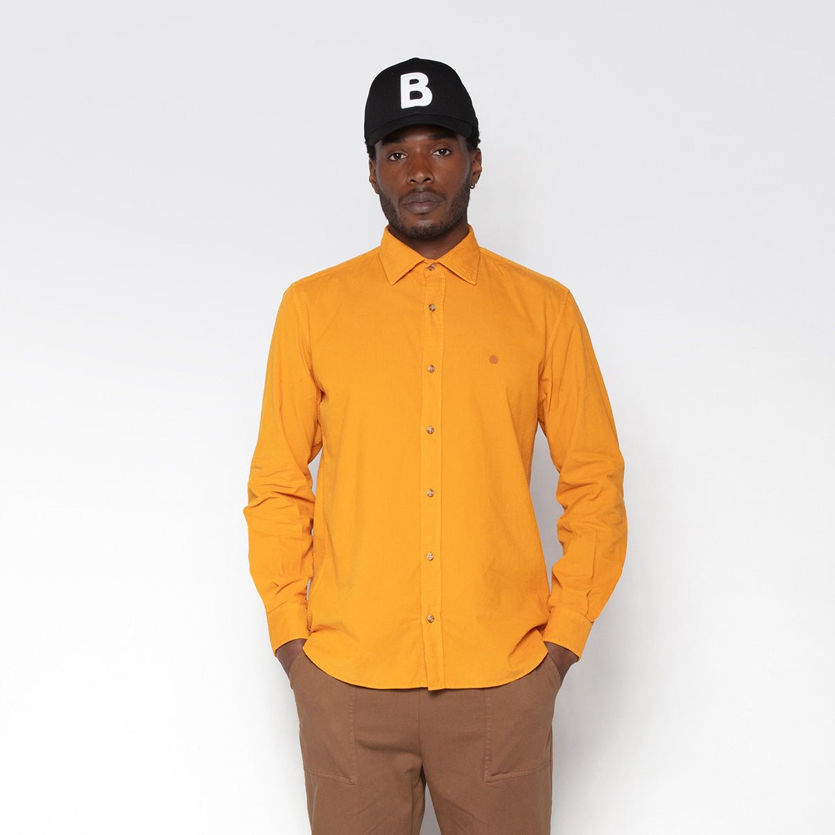 Solid velvet long-sleeve shirt SERGE BLANCO Yellow