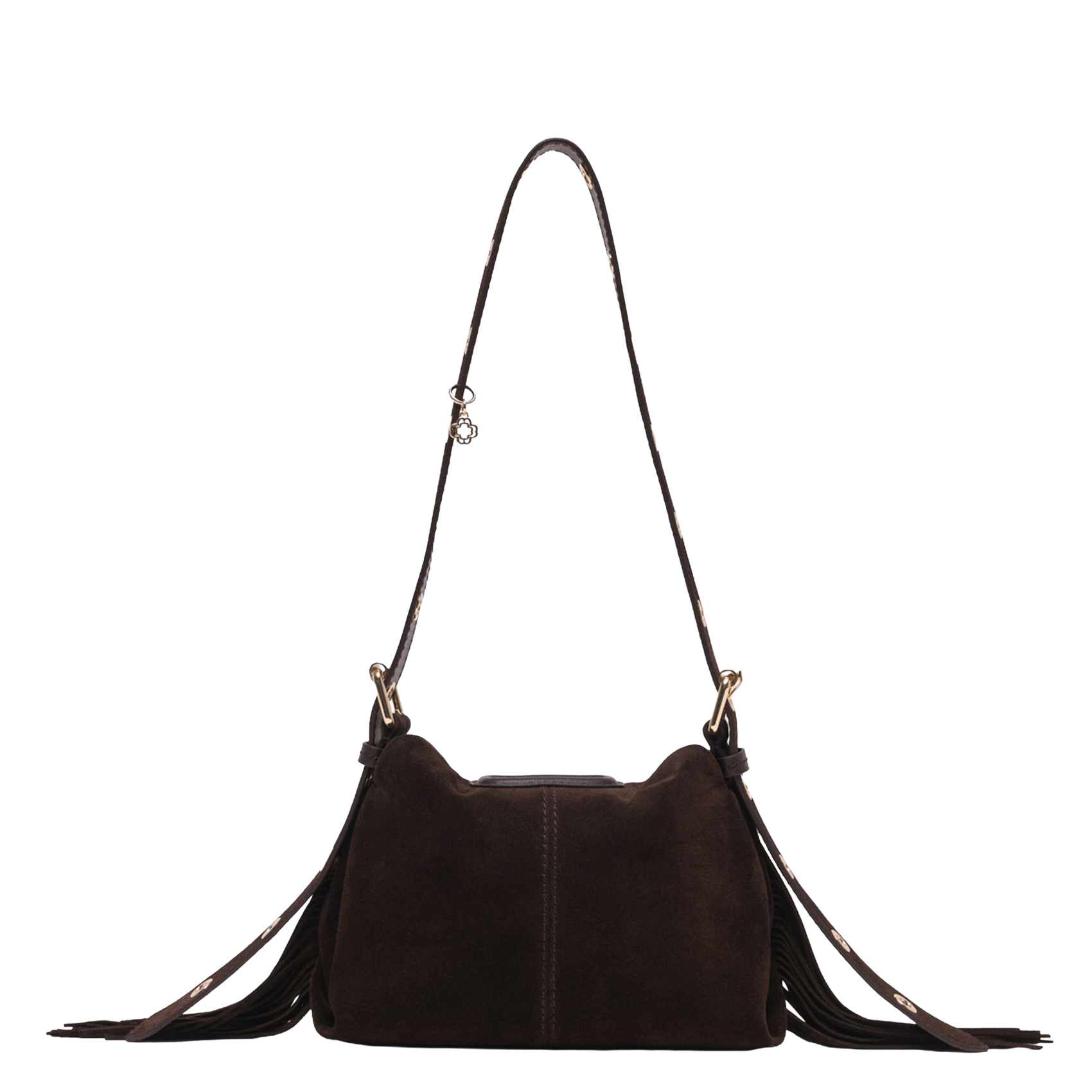 Schoudertas van suède leer MAJE Bruin