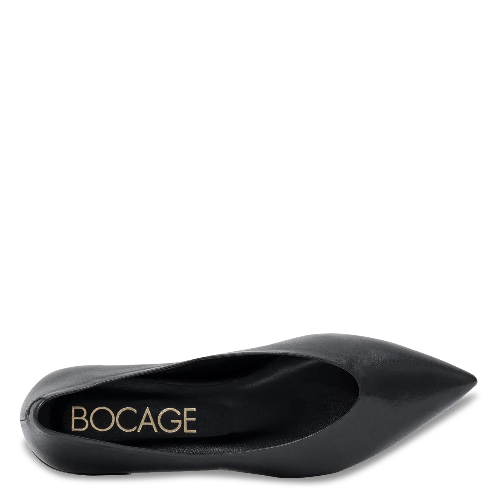 Pointed flat leather ballerina shoes BOCAGE Black